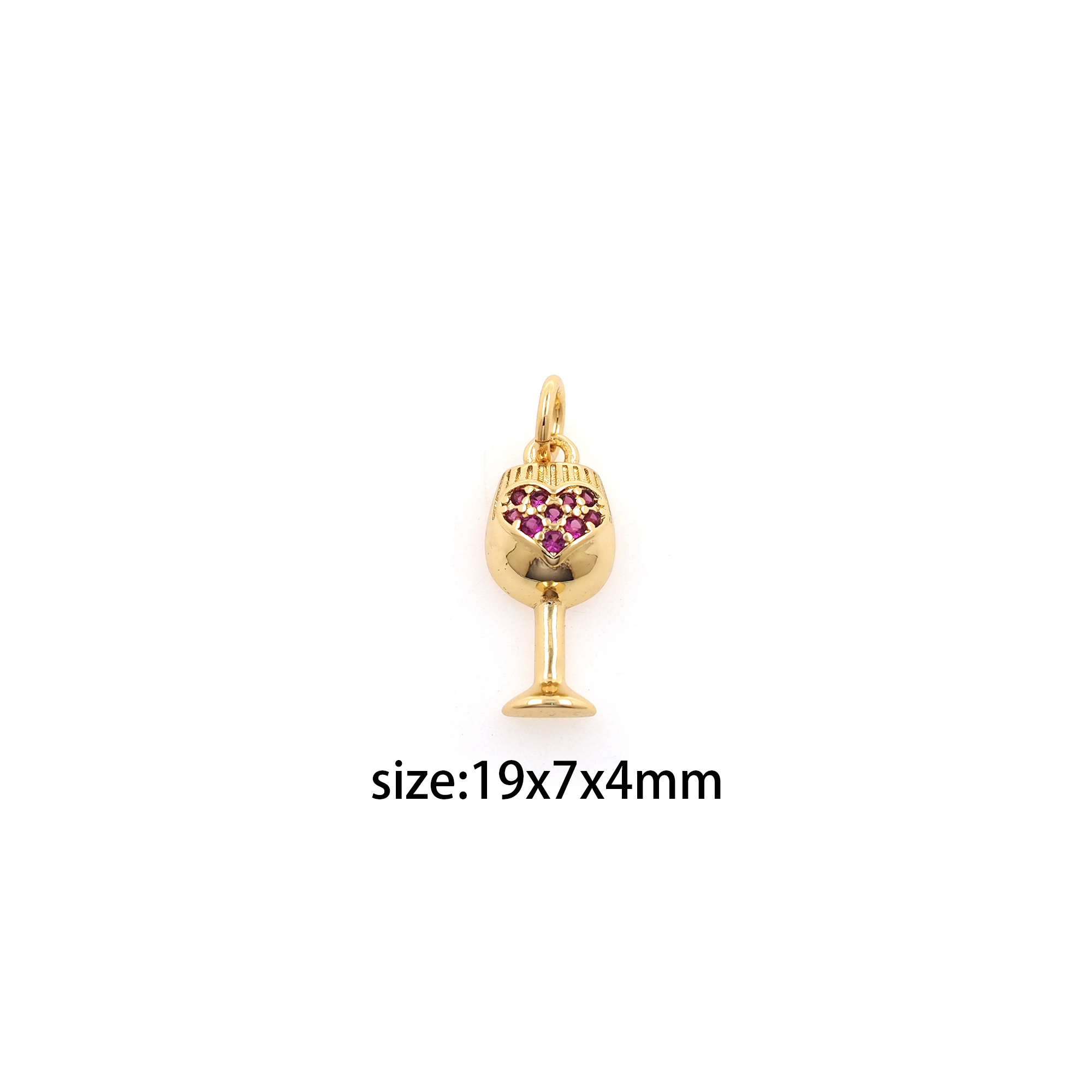 18K Gold Filled Wine Glass Pendant,CZ Micro Pave Wine Glass Charm Earrings Necklace for DIY Jewelry Making Supply