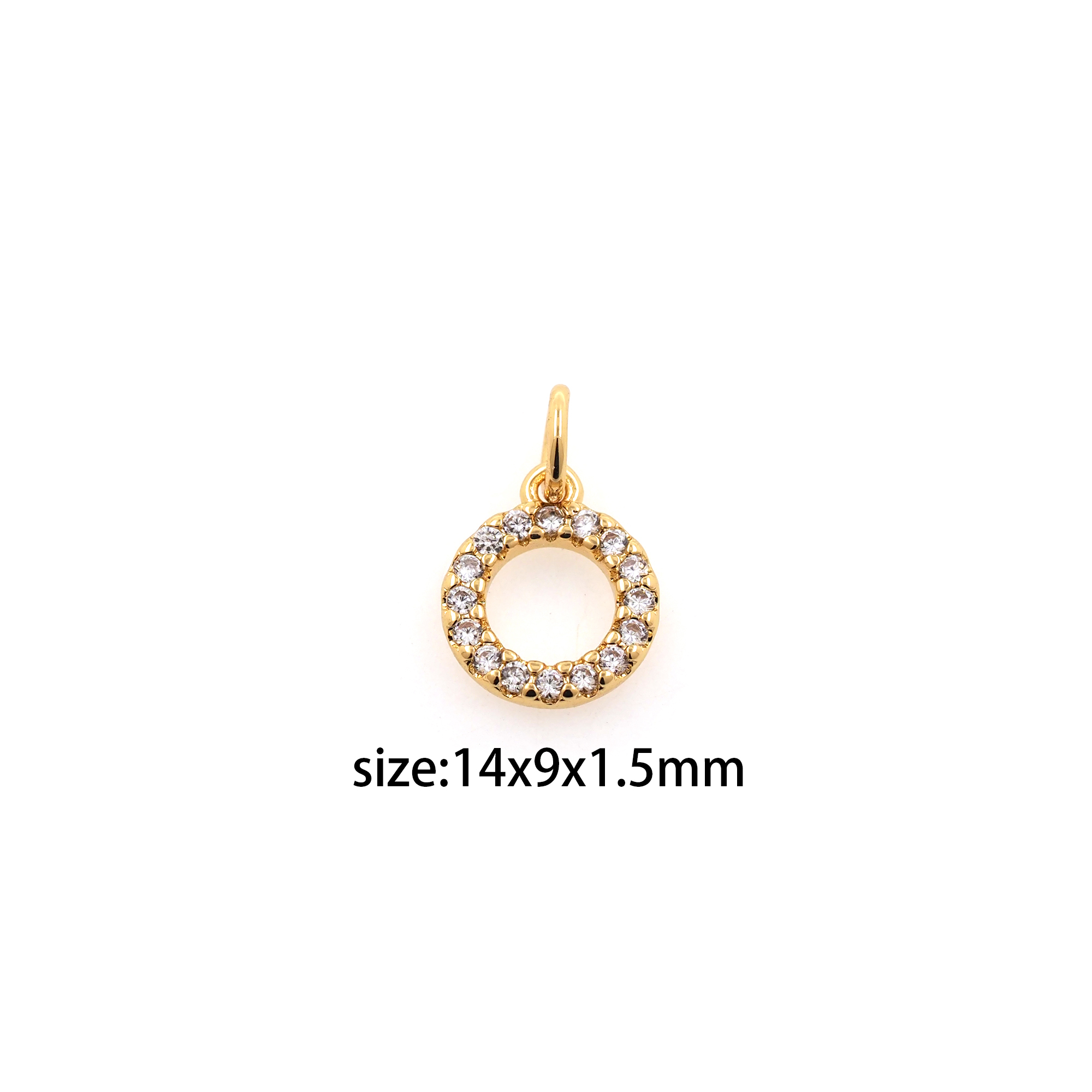 18K Gold Filled Round Pendant,CZ Micro Pave Round Earrings Necklace for DIY Jewelry Making Supply