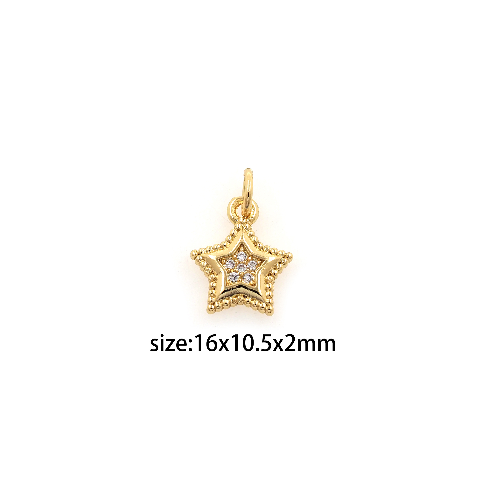 18K Gold Filled Star Pendant,Celestial Charm,CZ Micro Pave Star Earrings Necklace for DIY Jewelry Making Supply