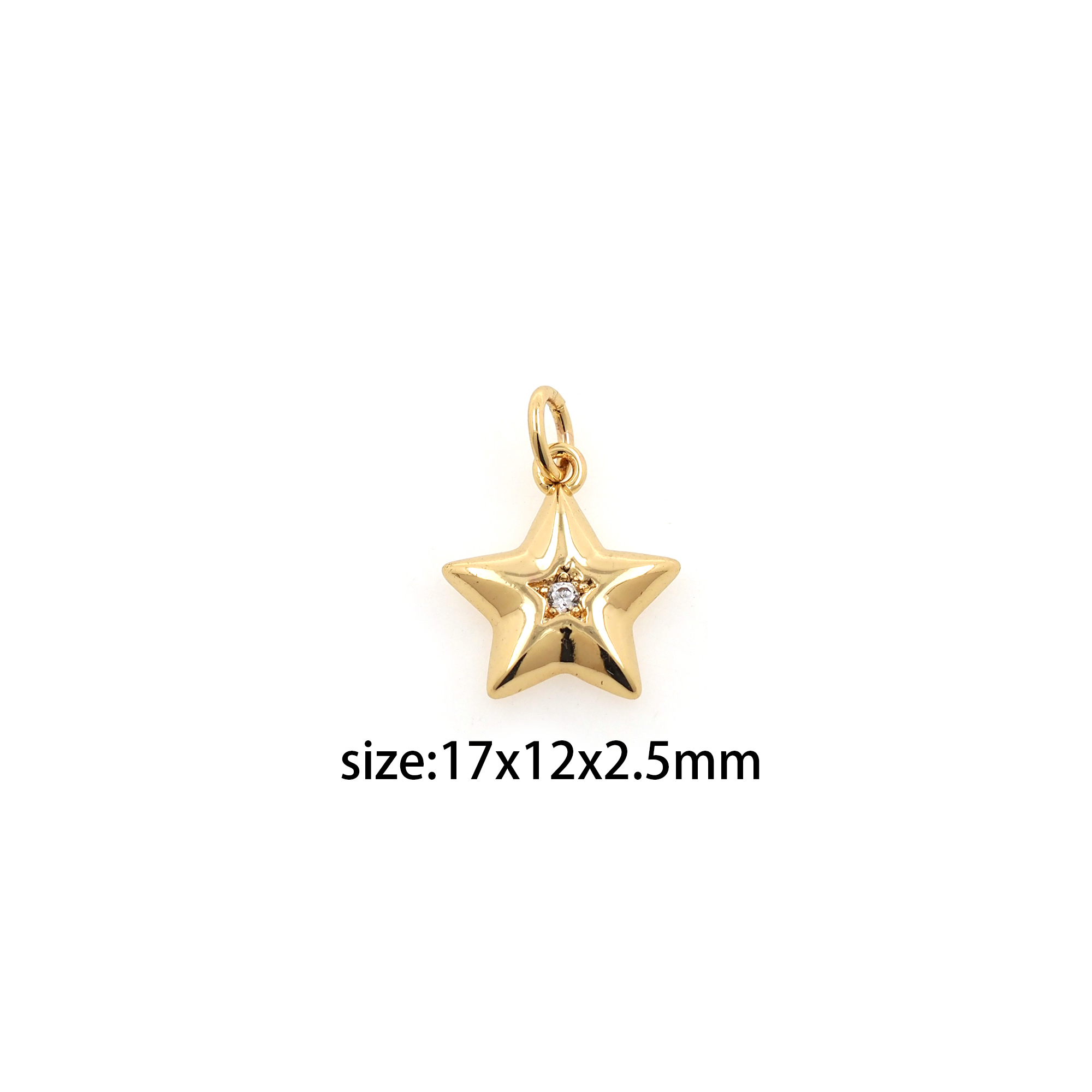 18K Gold Filled Star Pendant,Celestial Charm,CZ Micro Pave Star Earrings Necklace for DIY Jewelry Making Supply