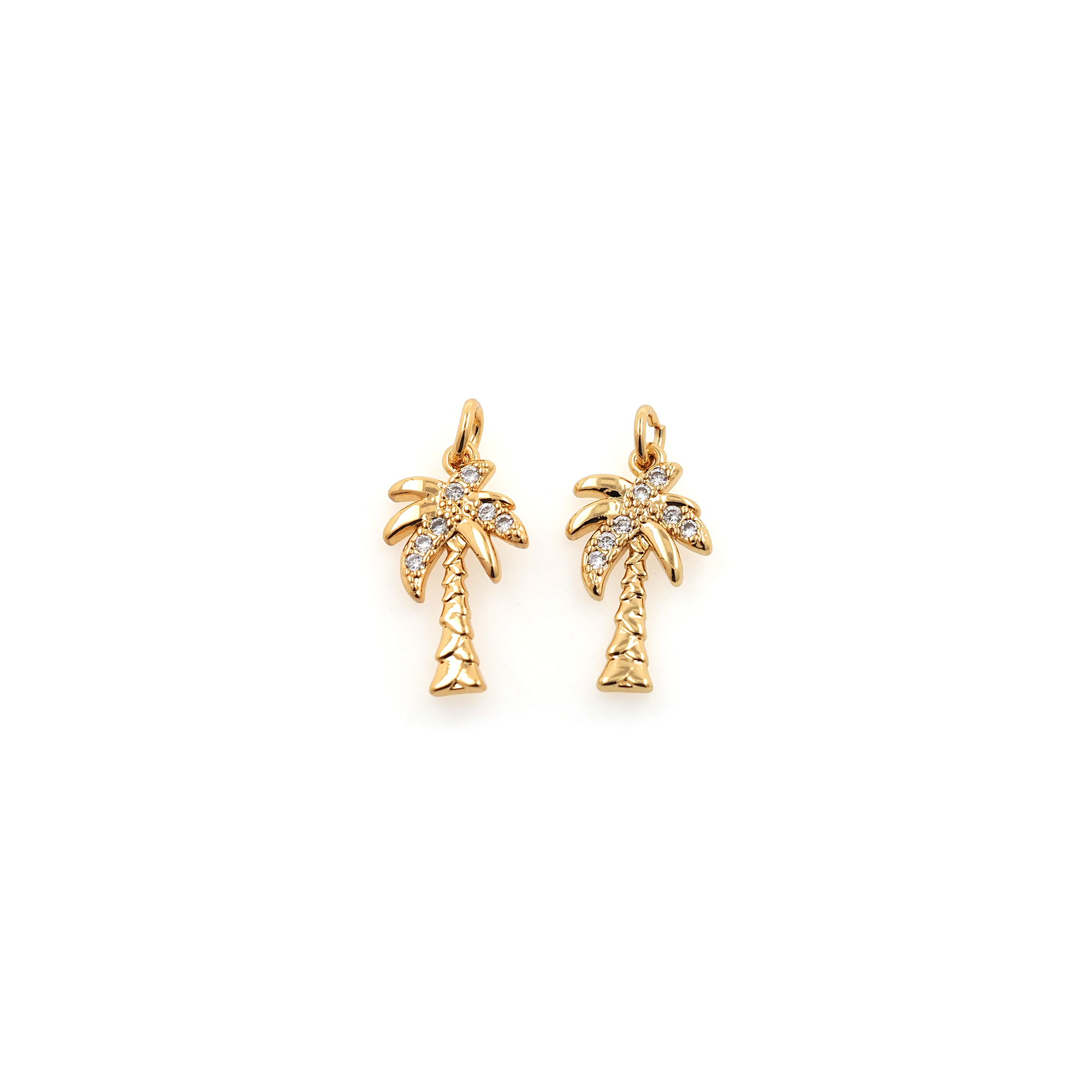 18K Gold Filled Coconut Tree Pendant,Dainty Palm Tree Charm Earrings Necklace for DIY Jewelry Making Supply