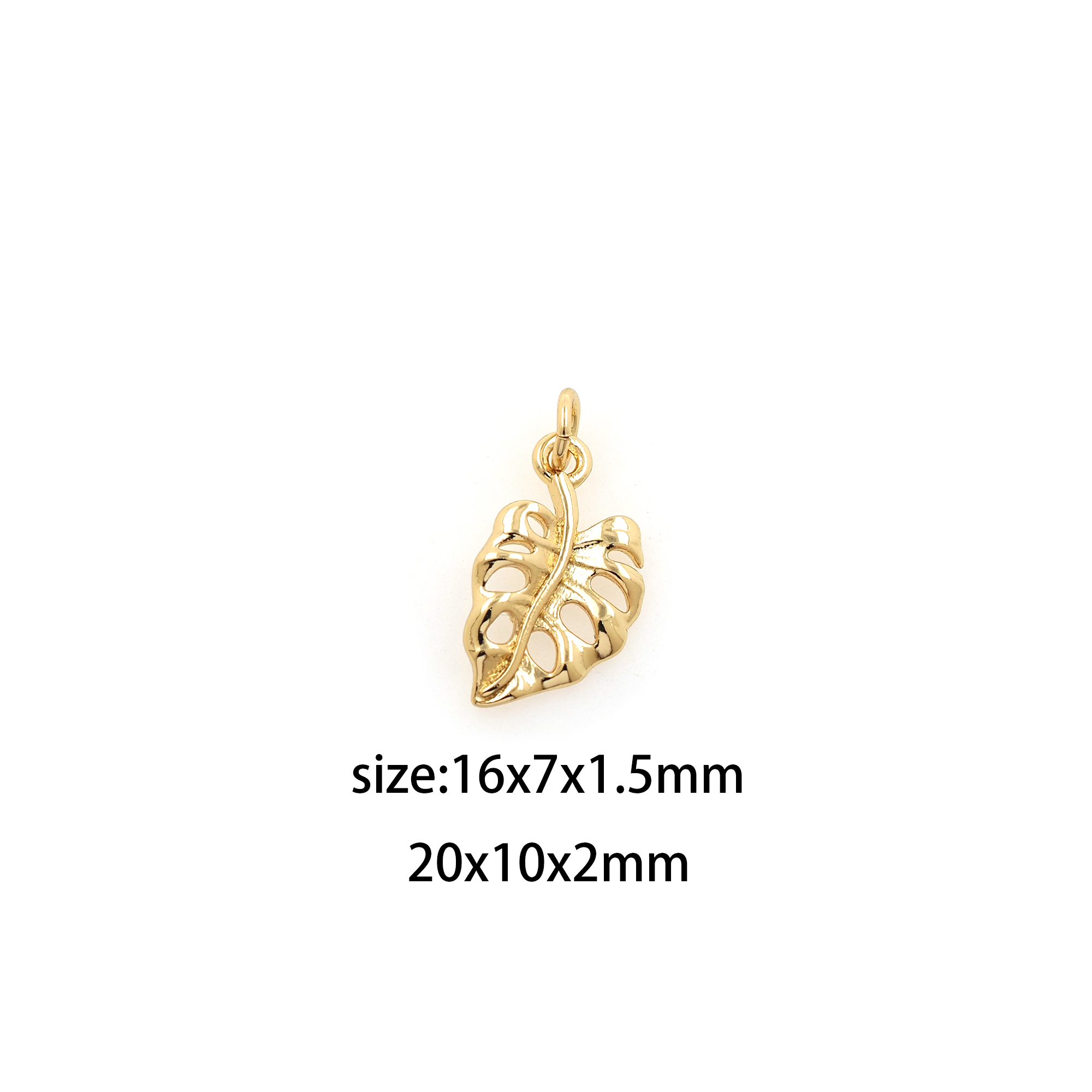 18K Gold Filled Monstera Leaf Pendant,Dainty Leaf Charm Earrings Necklace for DIY Jewelry Making Supply