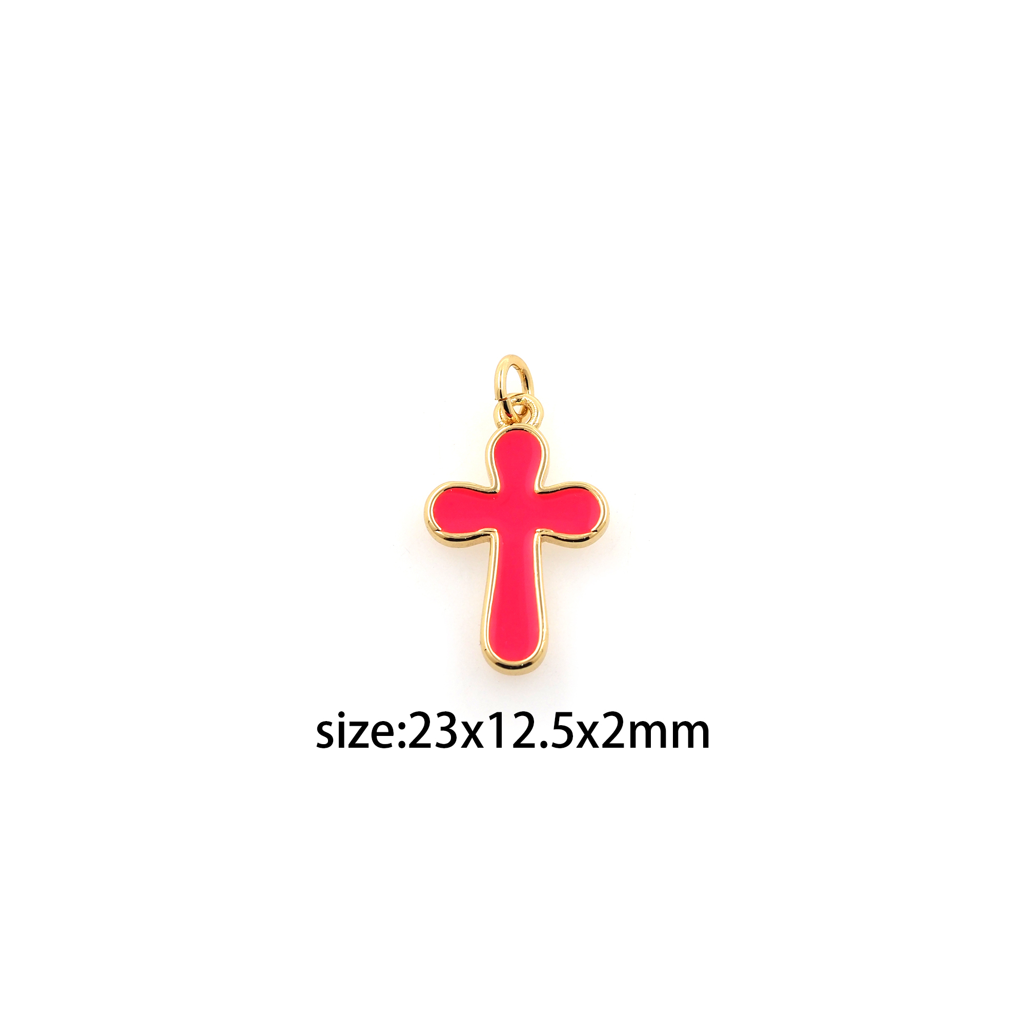 18K Gold Filled Cross Pendant,Enamel Cross Charm Earrings Necklace for DIY Jewelry Making Supply