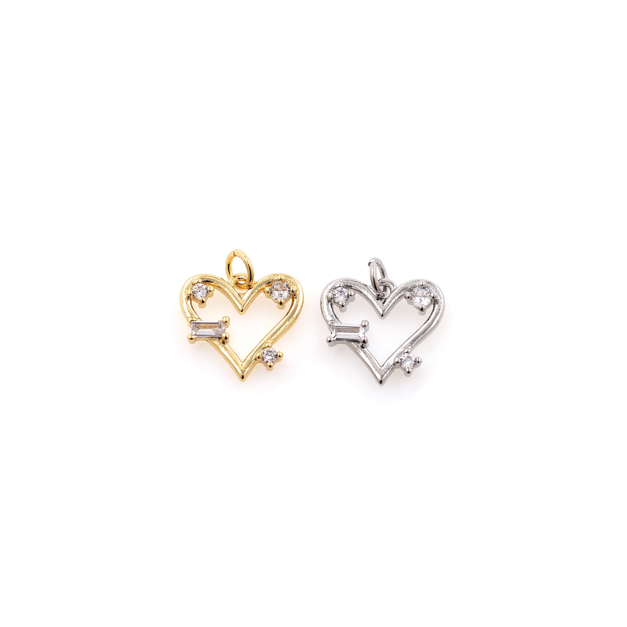 18K Gold Filled Heart Pendant,CZ Micro Pave Heart Charm Earrings Necklace for DIY Jewelry Making Supply