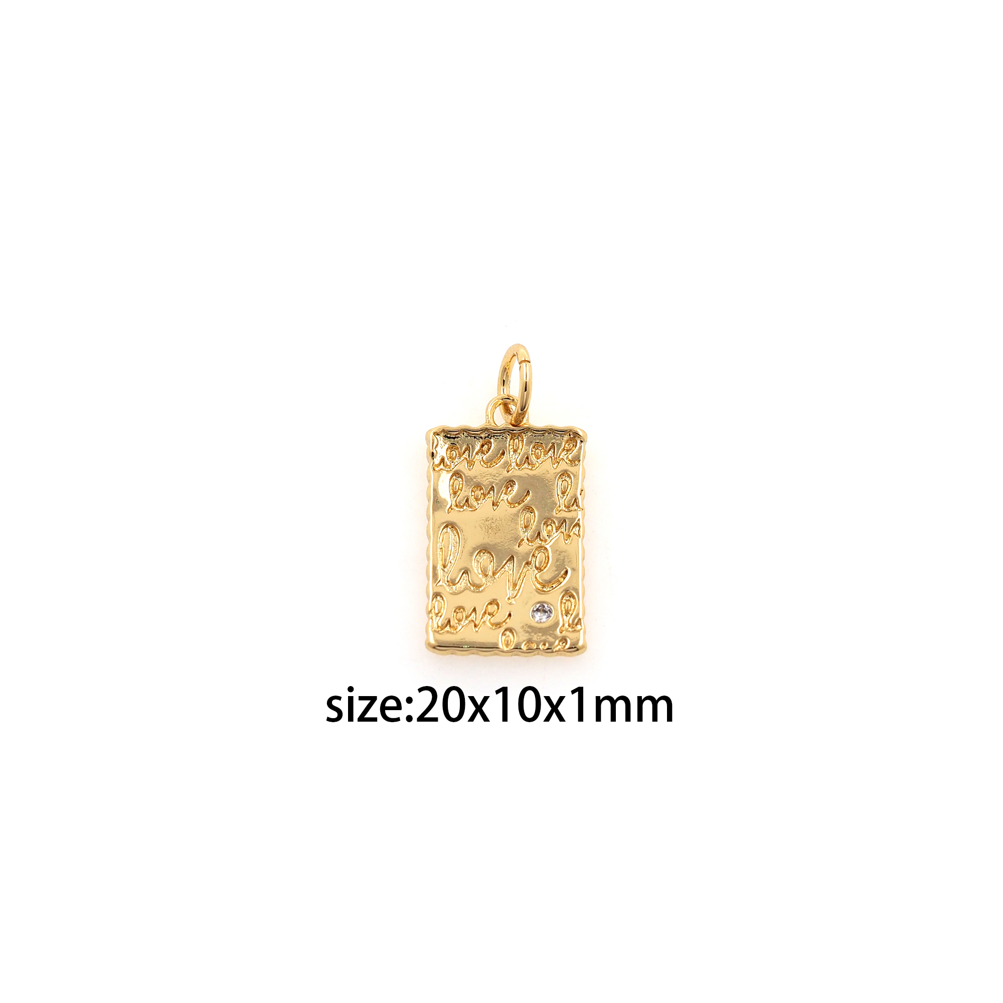 18K Gold Filled Love Pendant,Rectangle Love Charm Earrings Necklace for DIY Jewelry Making Supply