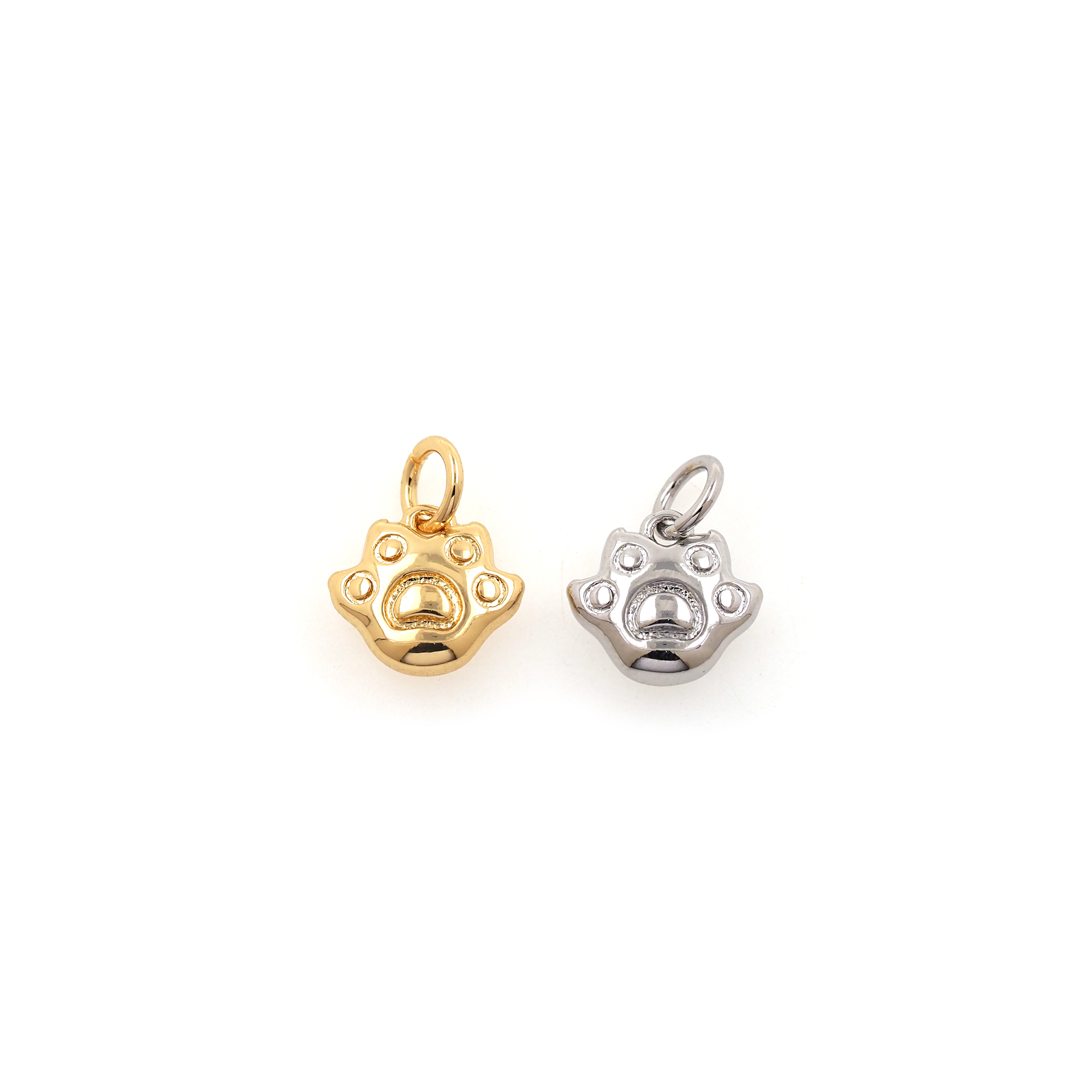18K Gold Filled Paw Pendant,Cute Paw Charm Earrings Necklace for DIY Jewelry Making Supply