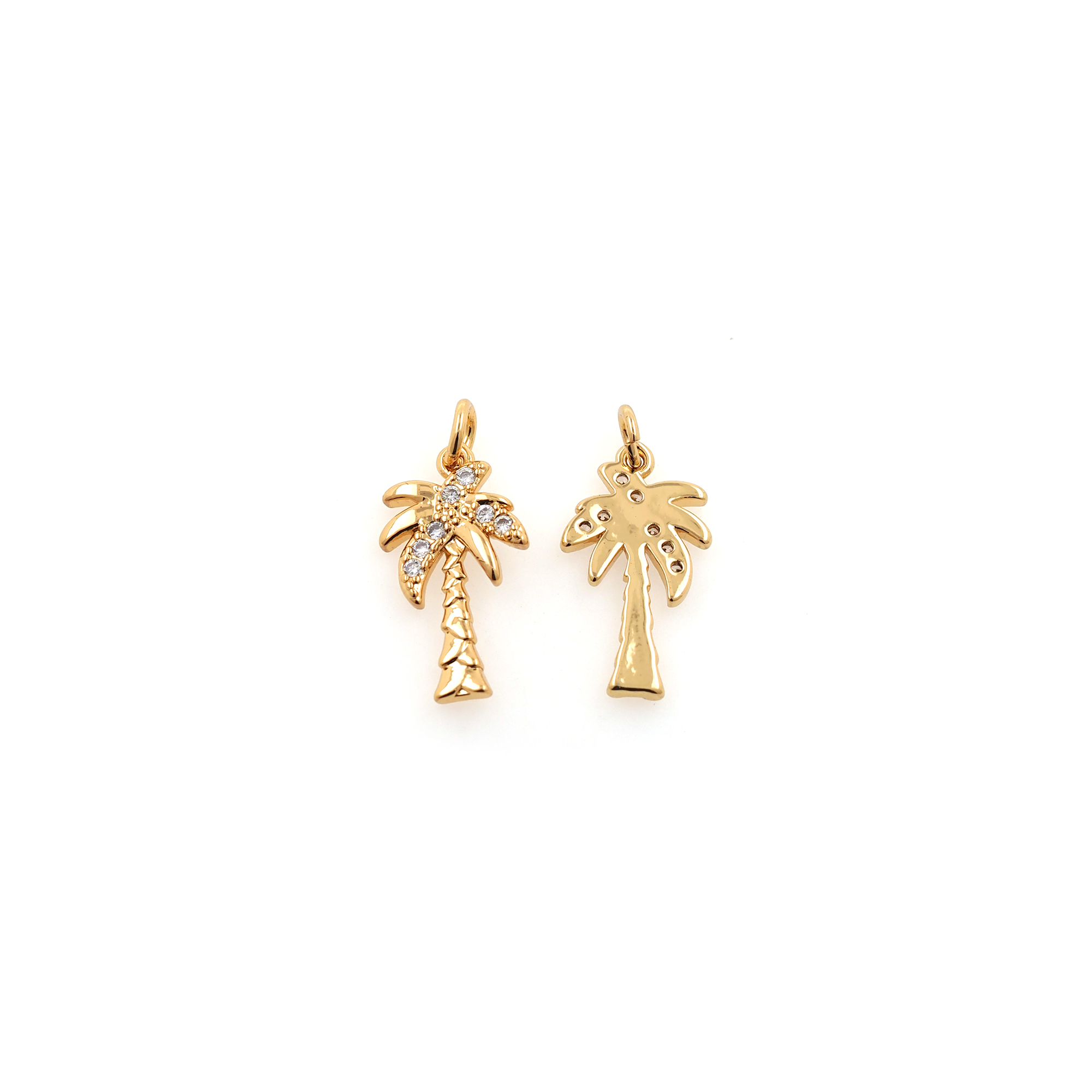 18K Gold Filled Coconut Tree Pendant,Dainty Palm Tree Charm Earrings Necklace for DIY Jewelry Making Supply