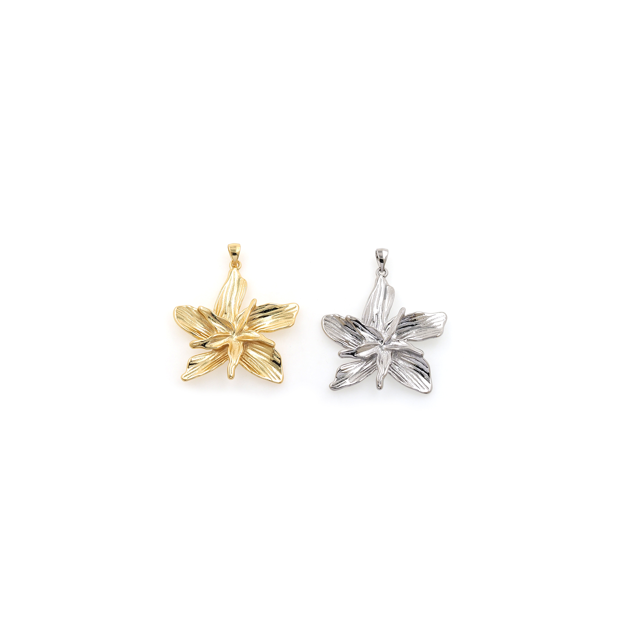 18K Gold Filled Flower Pendant,Dainty Flower Charm Earrings Necklace for DIY Jewelry Making Supply