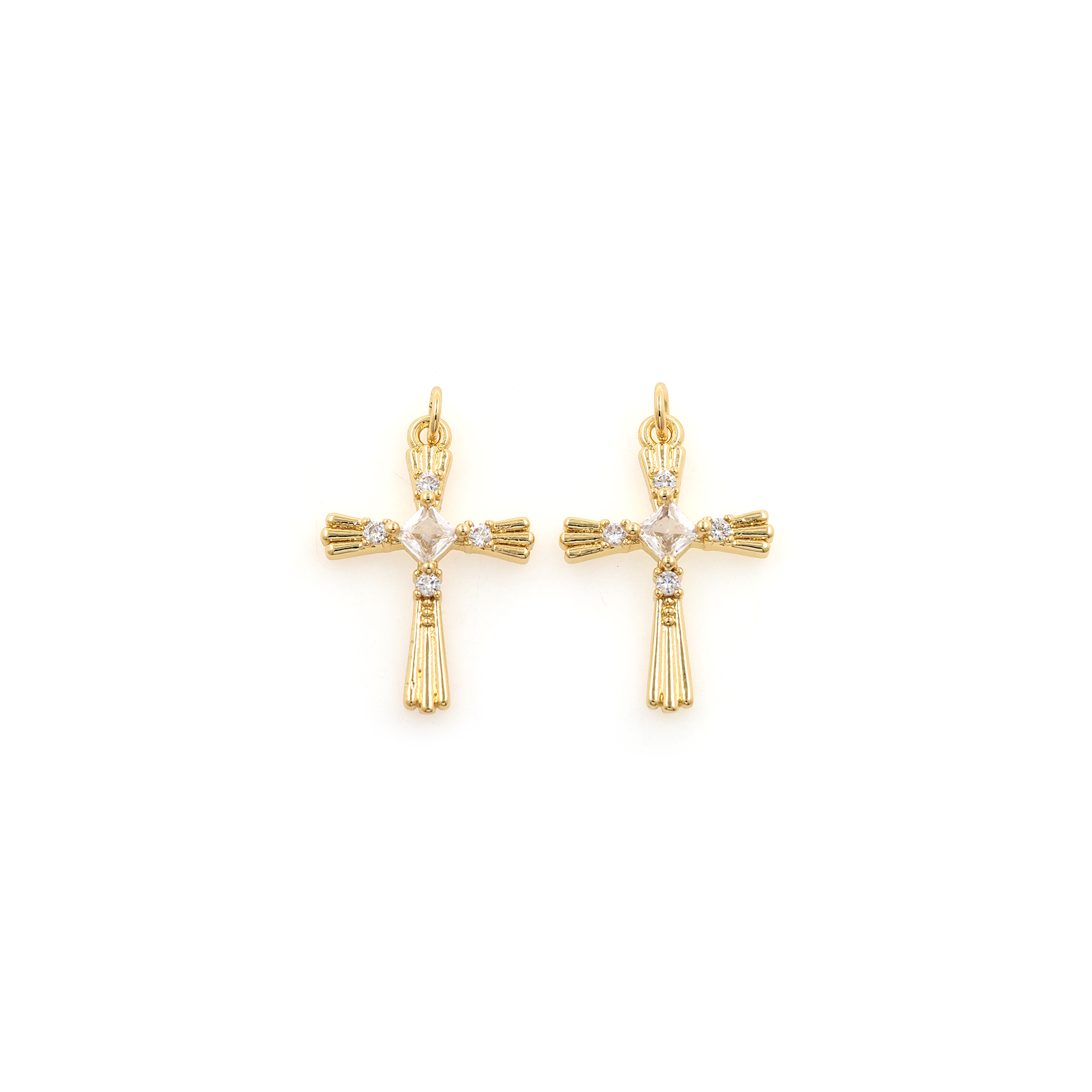 18K Gold Filled Cross Pendant,CZ Micro Pave Cross Charm Earrings Necklace for DIY Jewelry Making Supply