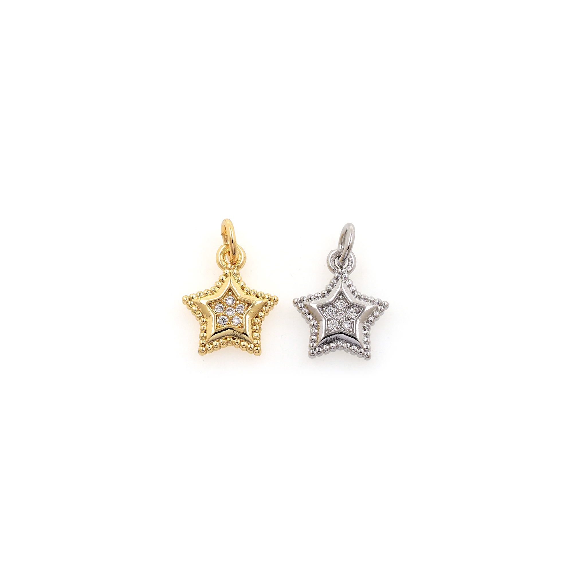 18K Gold Filled Star Pendant,Celestial Charm,CZ Micro Pave Star Earrings Necklace for DIY Jewelry Making Supply