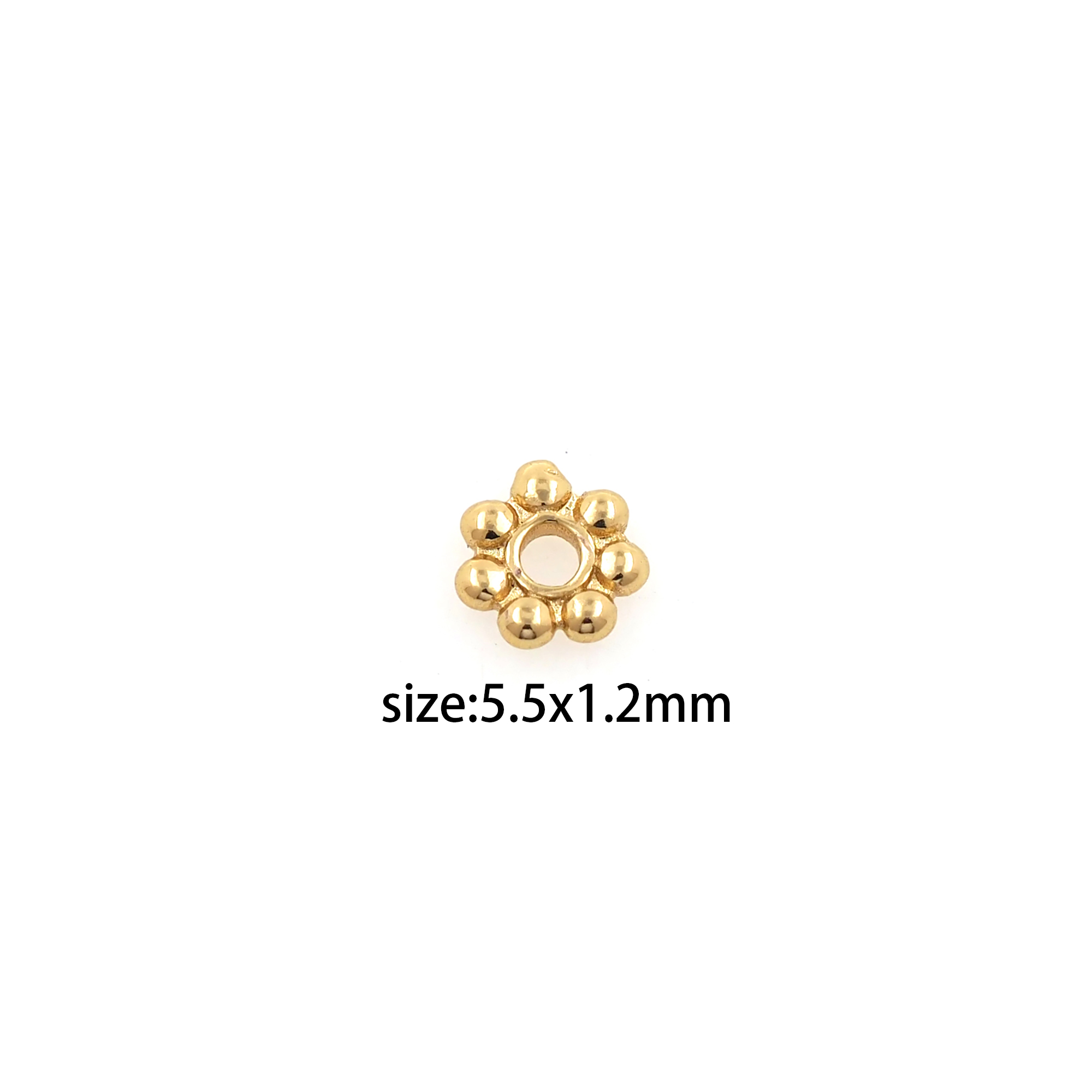 20pcs 18K Gold Filled Round Spacer Beads,Round Flat Bead for Bracelet Jewelry Necklace Making Supply