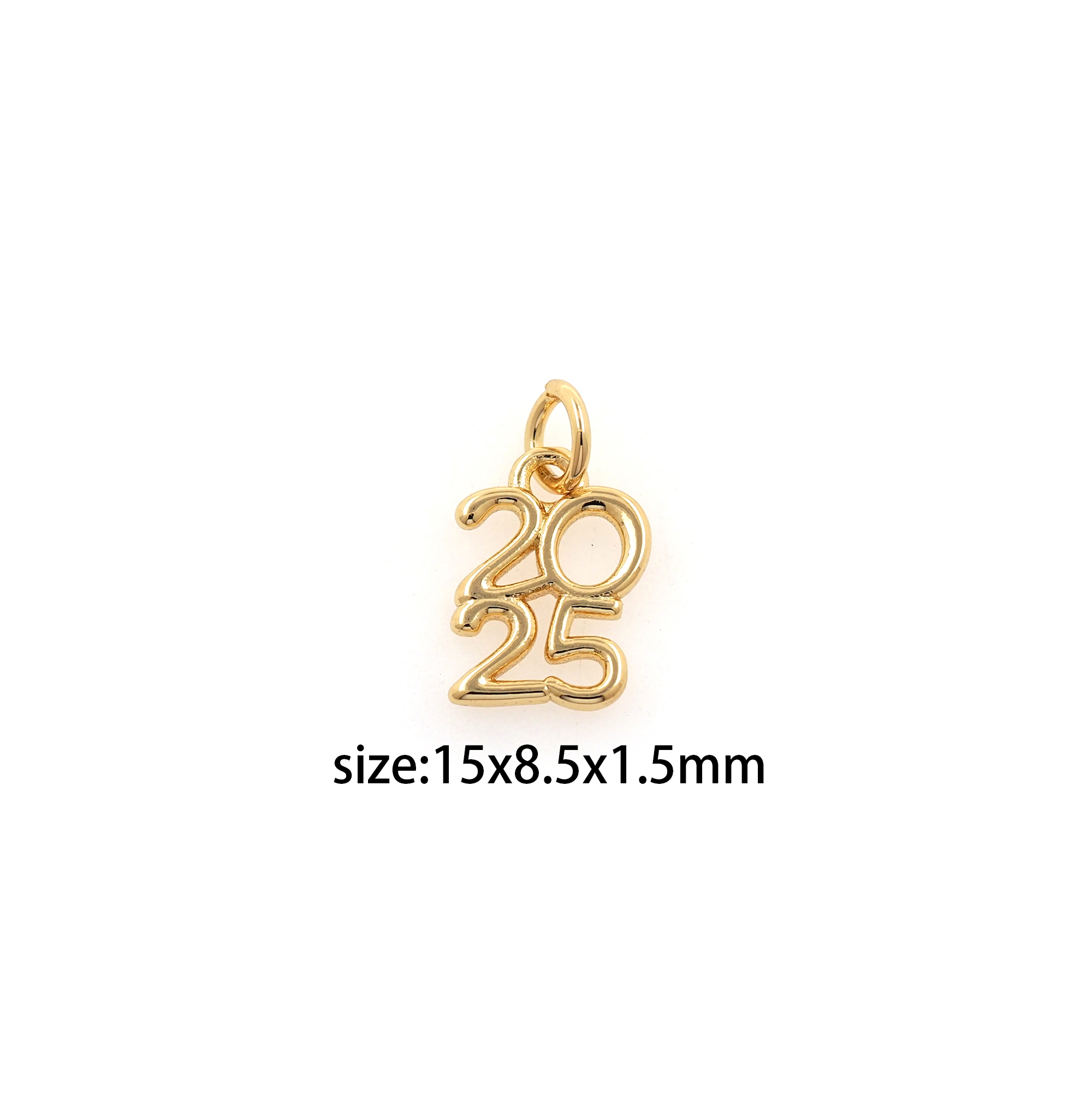18K Gold Filled Year 2025 Pendant,Dainty 2025 Number Charm Earrings Necklace for DIY Jewelry Making Supply