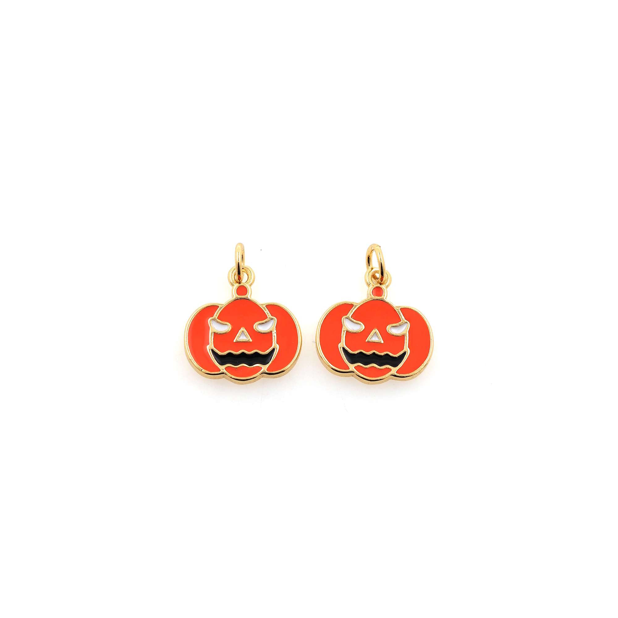 18K Gold Filled Pumpkin Pendant,Halloween Charm,Enamel Pumpkin Earrings Necklace for DIY Jewelry Making Supply