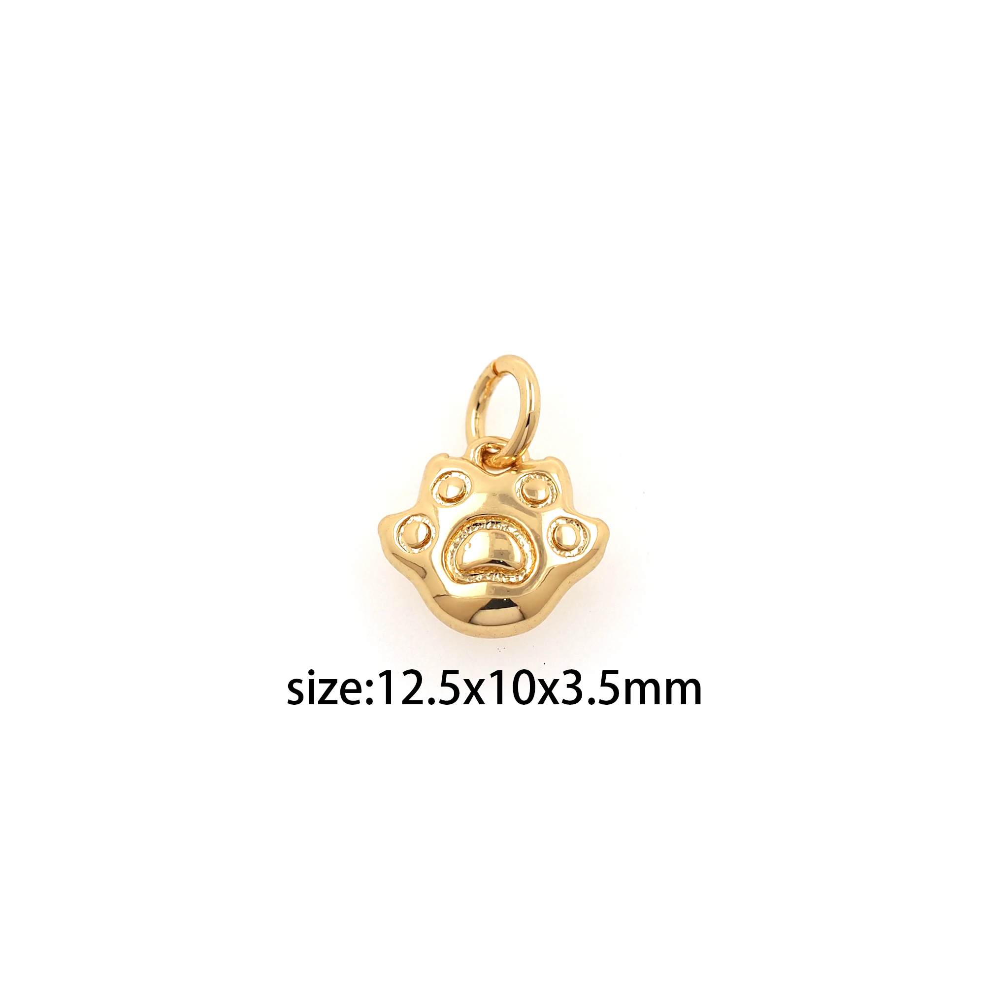 18K Gold Filled Paw Pendant,Cute Paw Charm Earrings Necklace for DIY Jewelry Making Supply