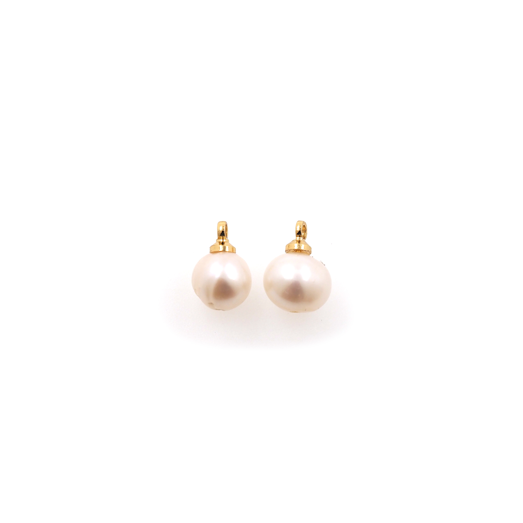 18K Gold Filled Pearl Pendant,Pearl Charm Earrings Necklace for DIY Jewelry Making Supply