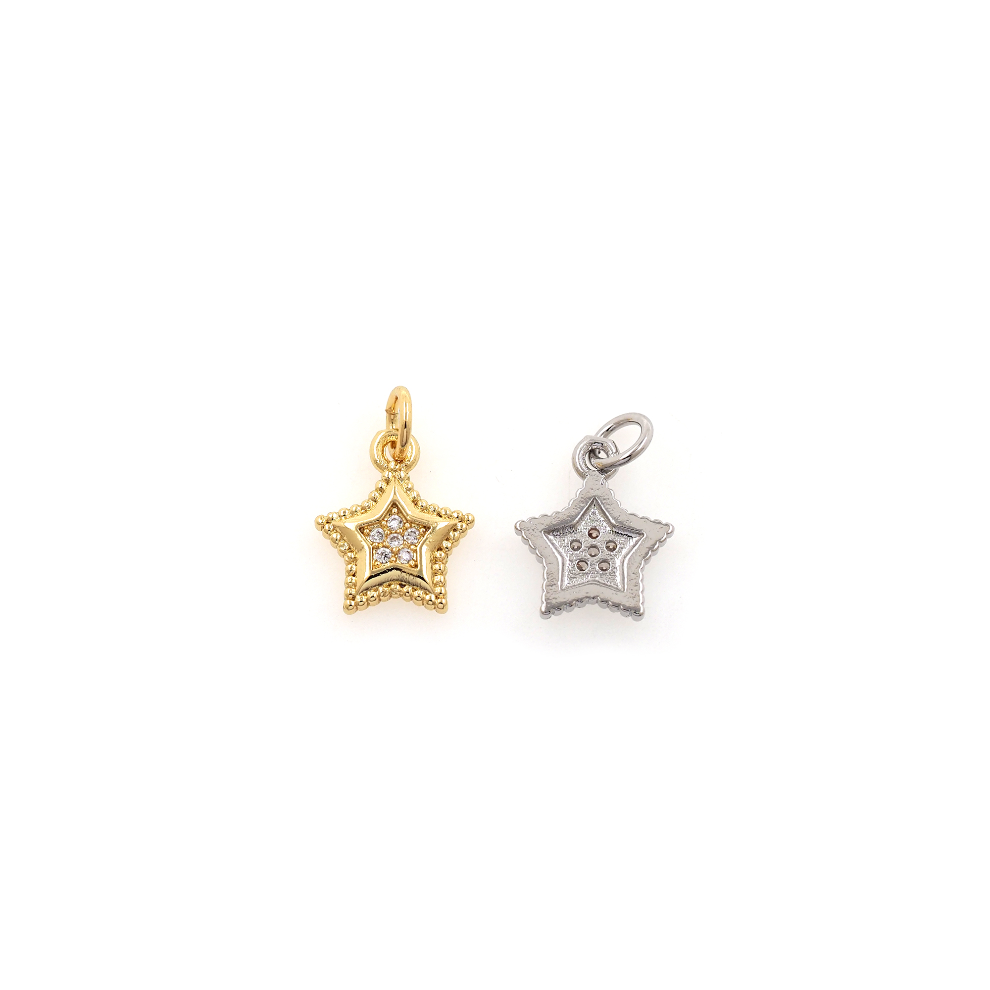18K Gold Filled Star Pendant,Celestial Charm,CZ Micro Pave Star Earrings Necklace for DIY Jewelry Making Supply