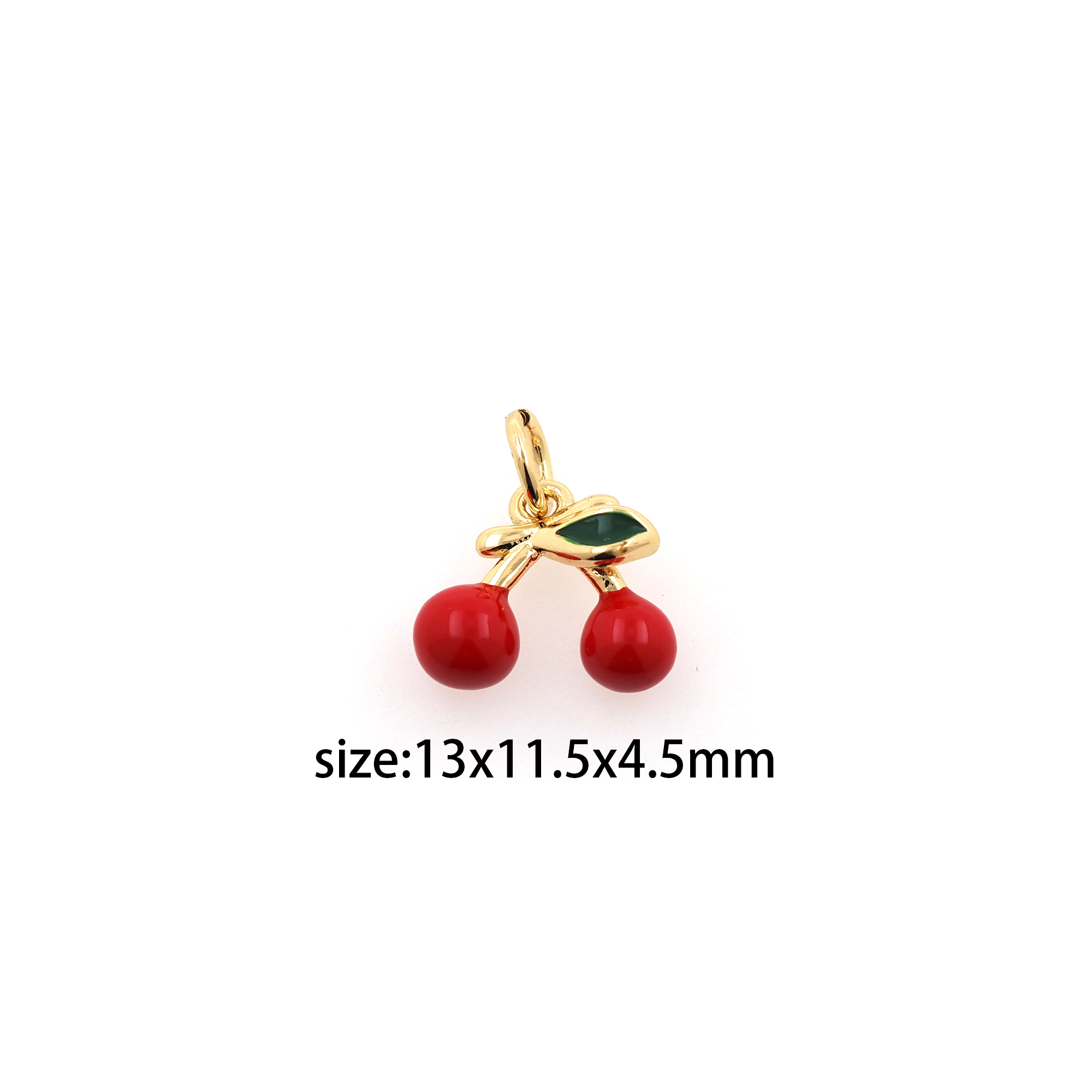 18K Gold Filled Cherry Pendant,Fruit Charm,Enamel Cherry Earrings Necklace for DIY Jewelry Making Supply