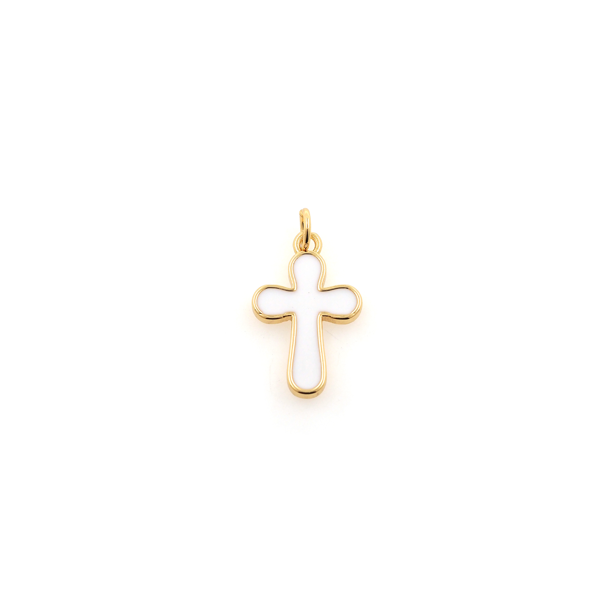 18K Gold Filled Cross Pendant,Enamel Cross Charm Earrings Necklace for DIY Jewelry Making Supply