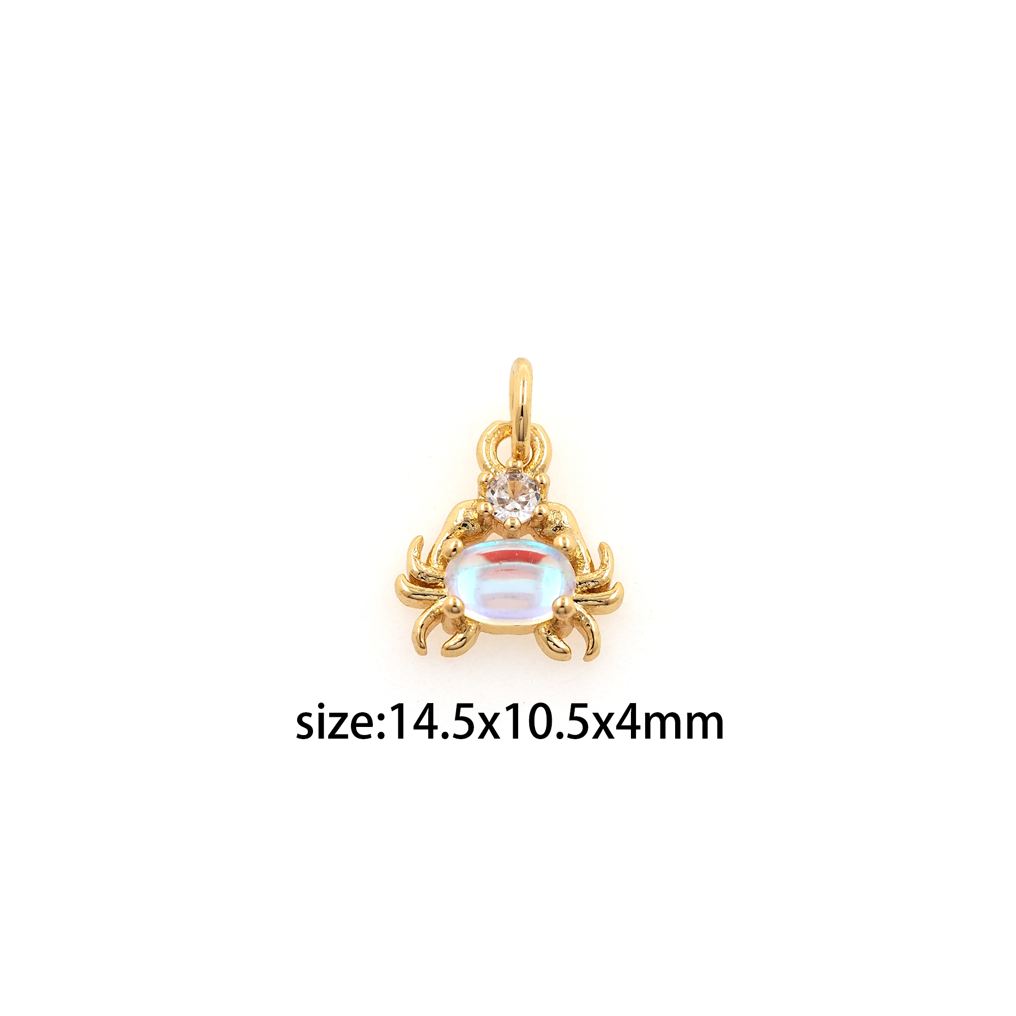 18K Gold Filled Crab Pendant,CZ Micro Pave Crab Charm Earrings Necklace for DIY Jewelry Making Supply