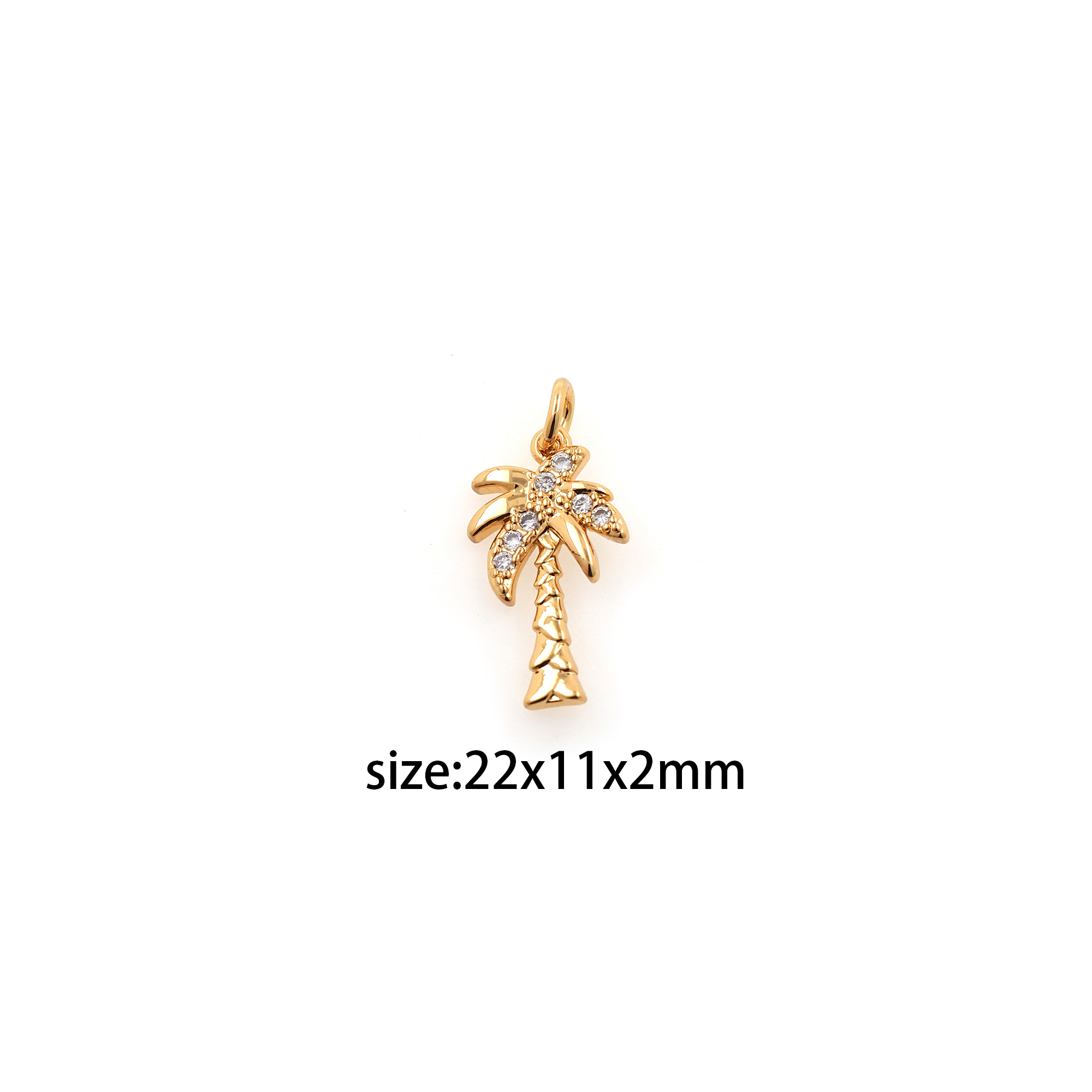 18K Gold Filled Coconut Tree Pendant,Dainty Palm Tree Charm Earrings Necklace for DIY Jewelry Making Supply