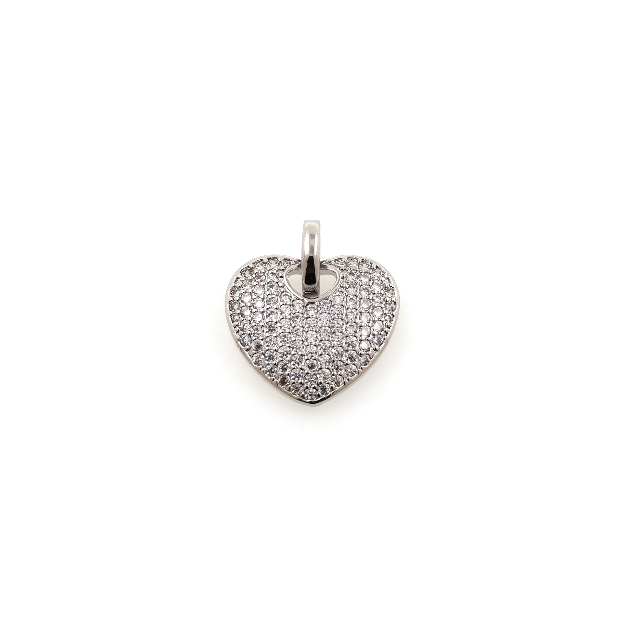 18K Gold Filled Heart Pendant,CZ Micro Pave Heart Charm Earrings Necklace for DIY Jewelry Making Supply