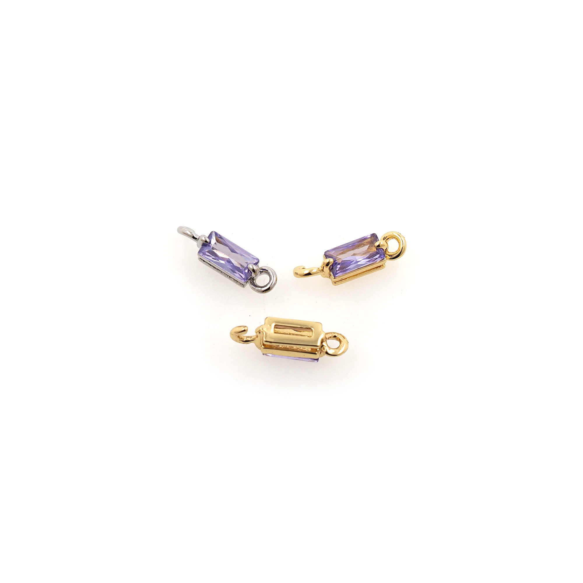 18K Gold Filled Rectangle Connector,Birthstone Charm,Crystal Rectangle Necklace Bracelet for DIY Jewelry Making Supply