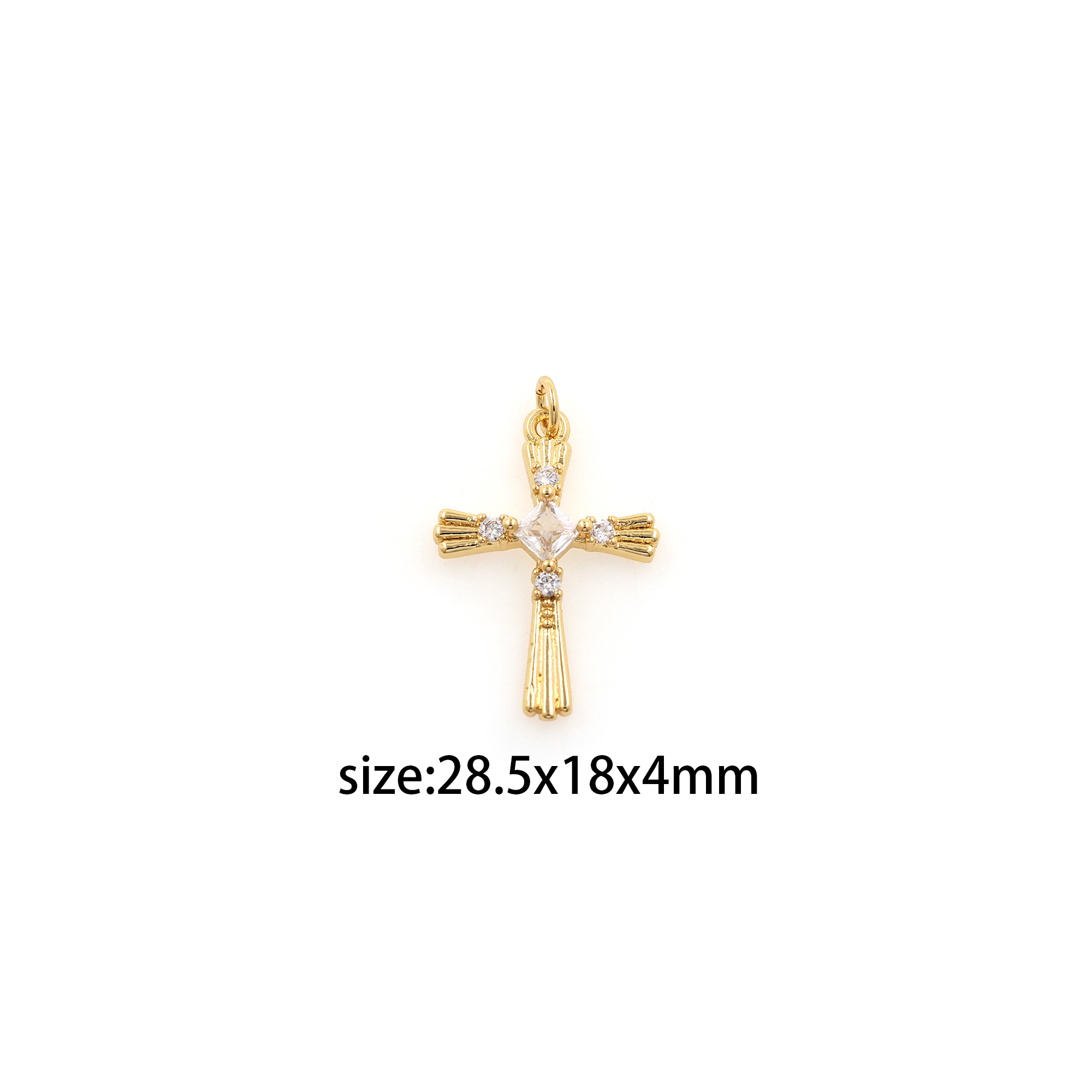 18K Gold Filled Cross Pendant,CZ Micro Pave Cross Charm Earrings Necklace for DIY Jewelry Making Supply