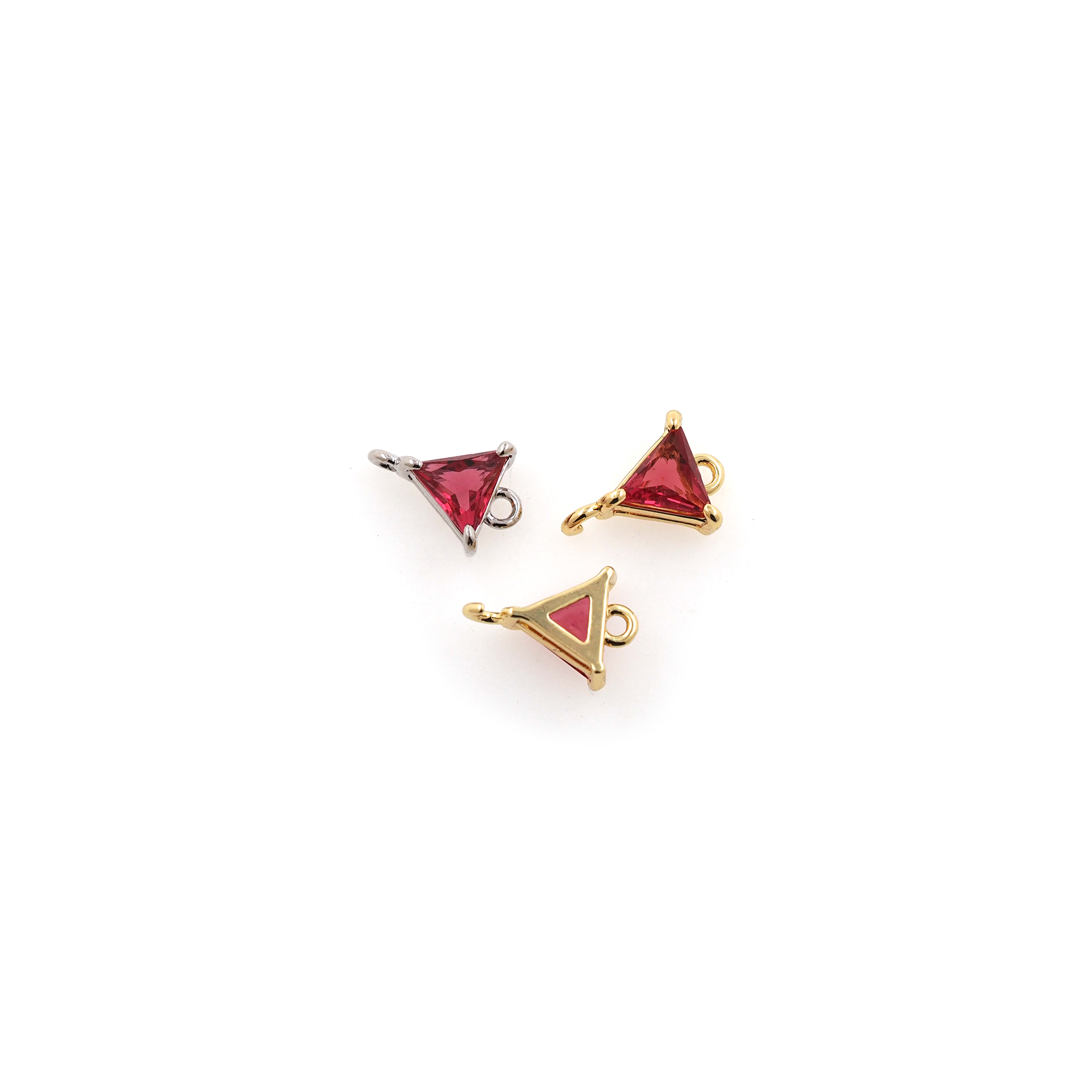 18K Gold Filled Triangle Connector,Birthstone Charm,Crystal Triangle Necklace Bracelet for DIY Jewelry Making Supply