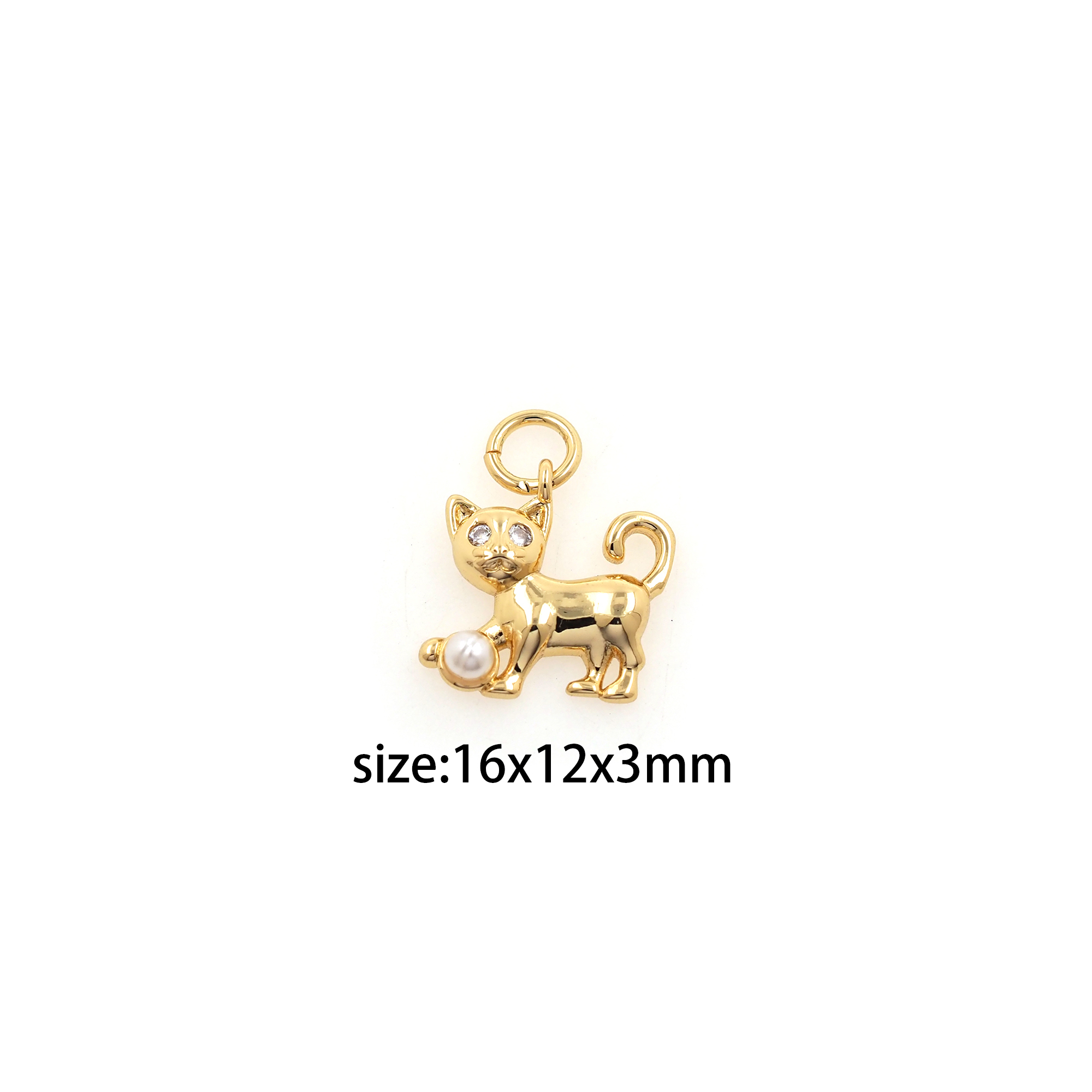 18K Gold Filled Cat Pendant,Animal Charm,Dainty Cat Earrings Necklace for DIY Jewelry Making Supply