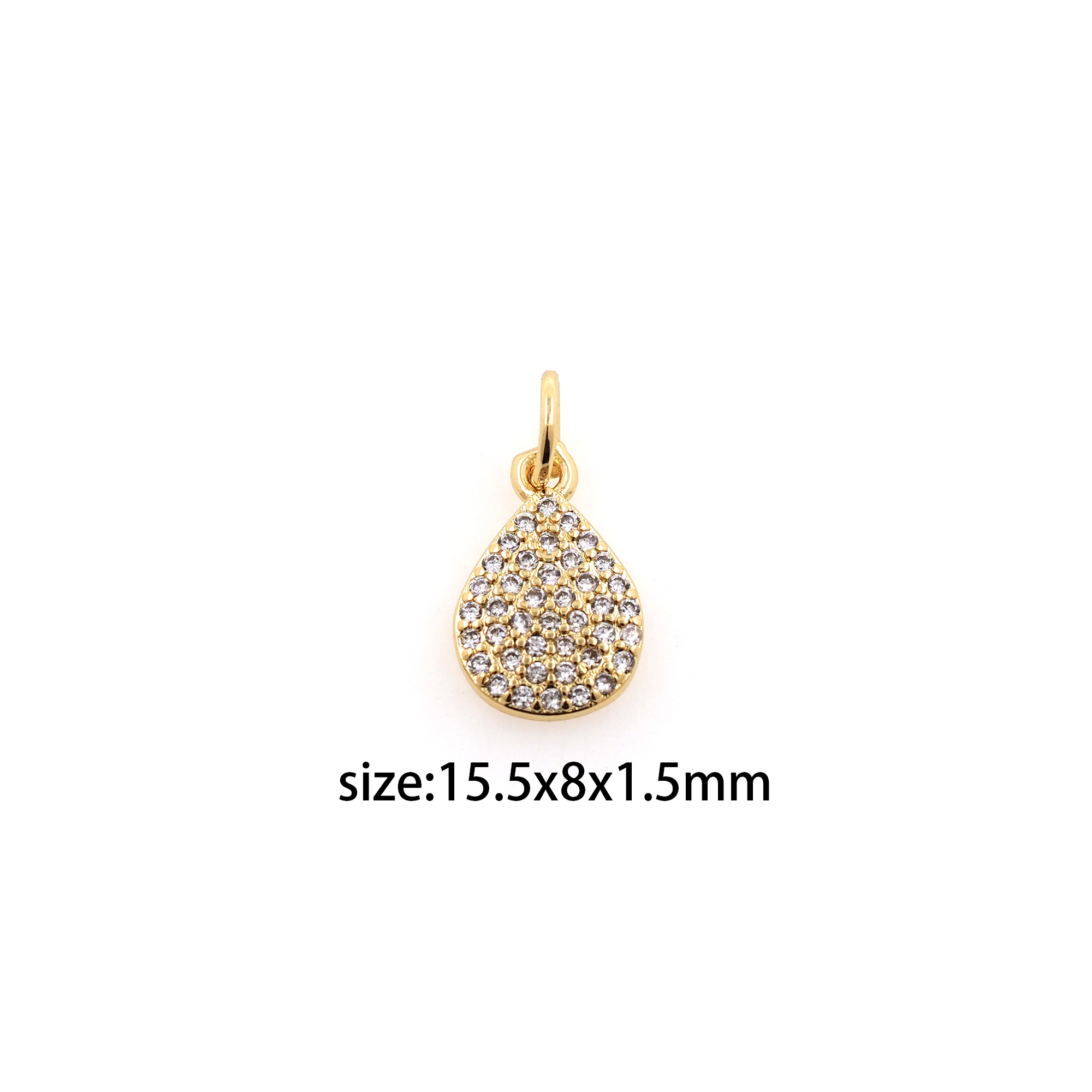 18K Gold Filled Teardrop Pendant,CZ Micro Pave Water Drop Charm Earrings Necklace for DIY Jewelry Making Supply