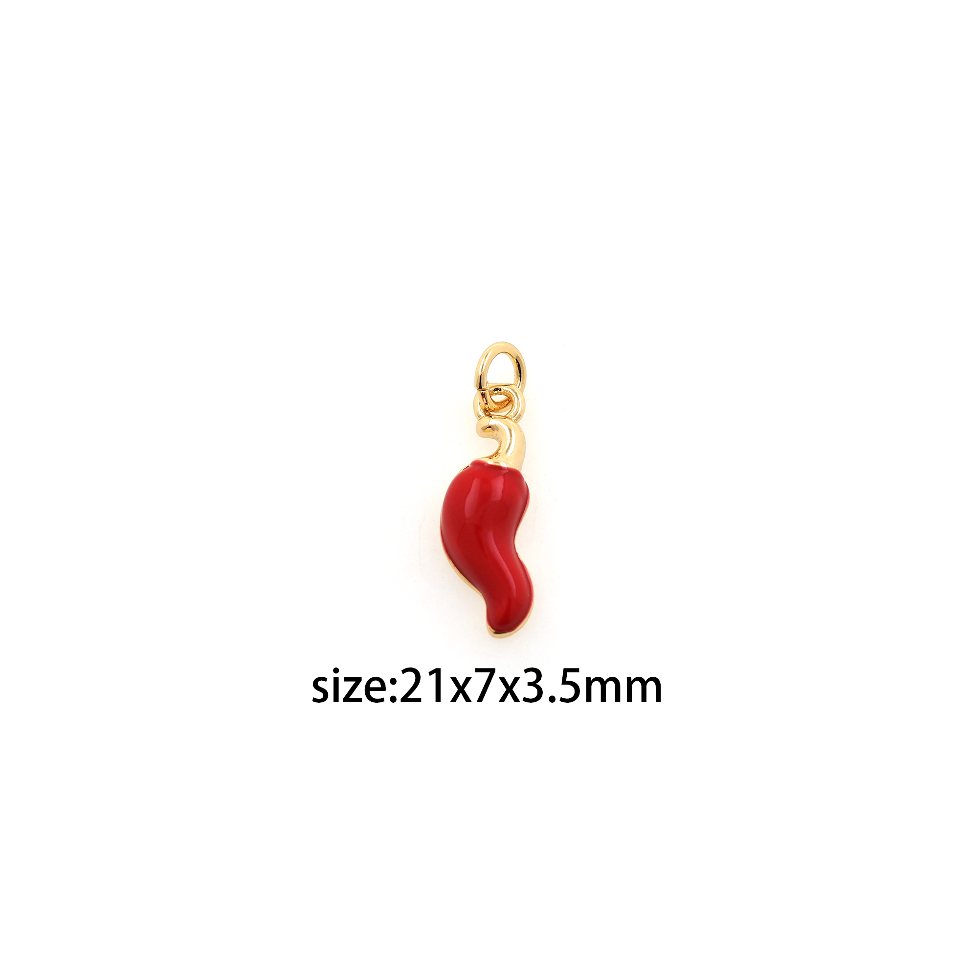 18K Gold Filled Chili Pendant,Enamel Chili Charm Earrings Necklace for DIY Jewelry Making Supply