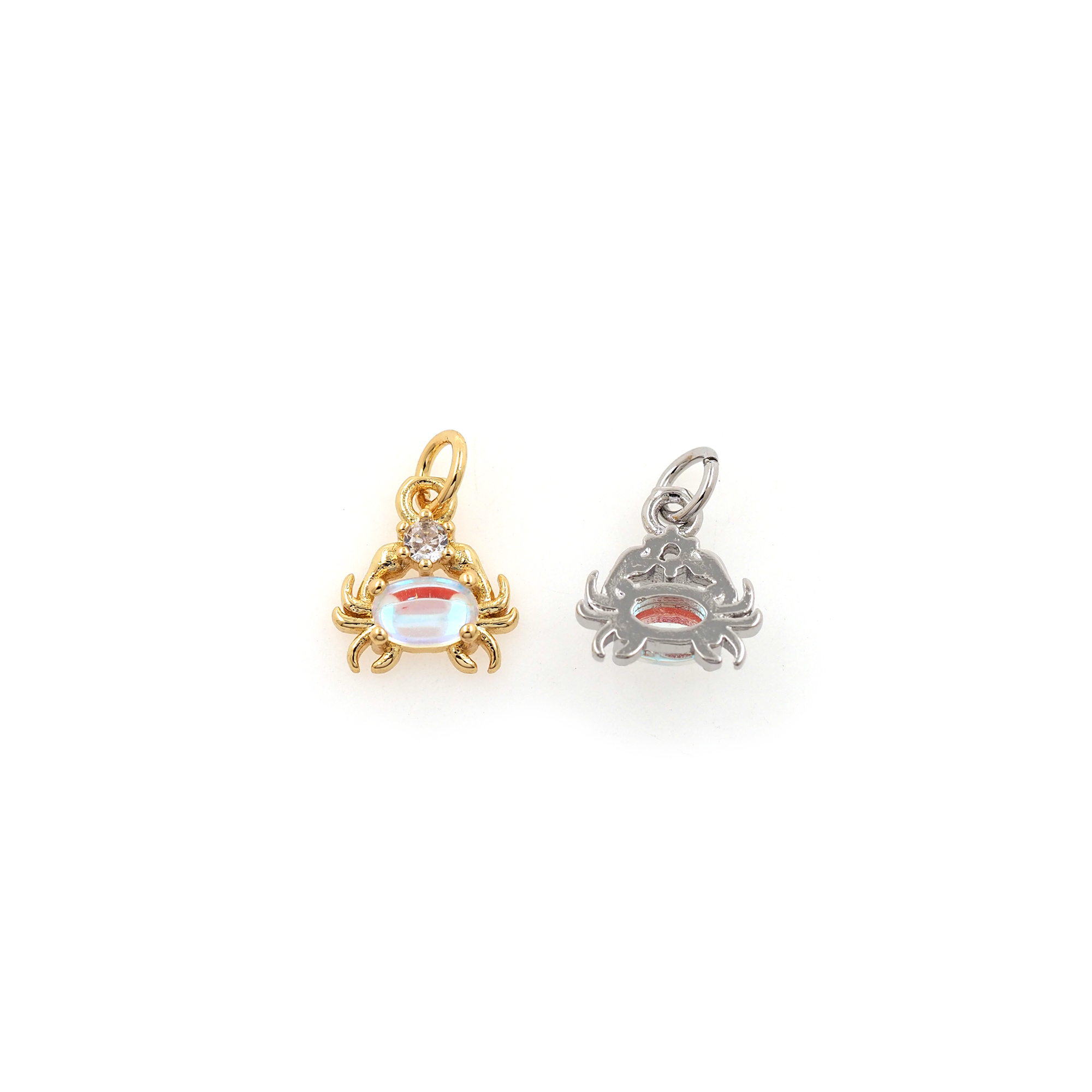 18K Gold Filled Crab Pendant,CZ Micro Pave Crab Charm Earrings Necklace for DIY Jewelry Making Supply