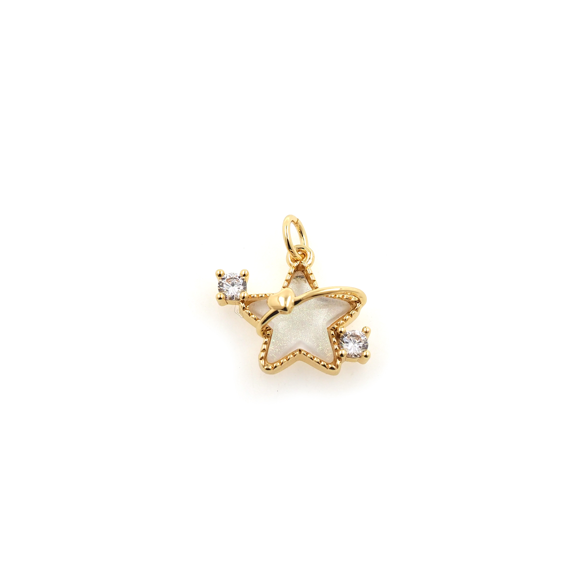 18K Gold Filled Star Pendant,CZ Micro Pave Celestial Charm Earrings Necklace for DIY Jewelry Making Supply