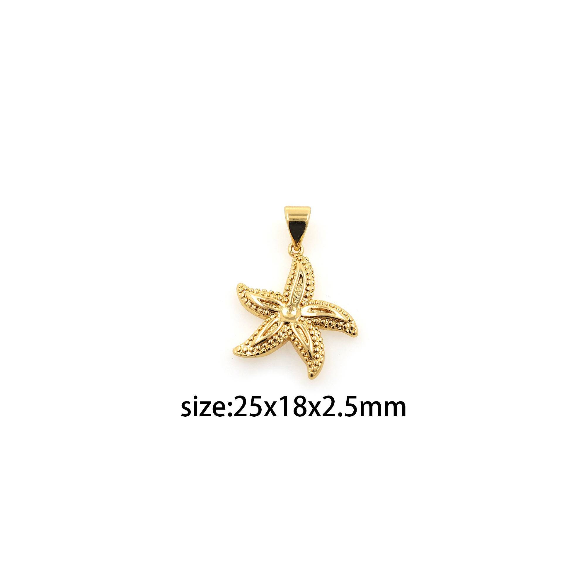 18K Gold Filled Starfish Pendant,Dainty Starfish Charm Earrings Necklace for DIY Jewelry Making Supply