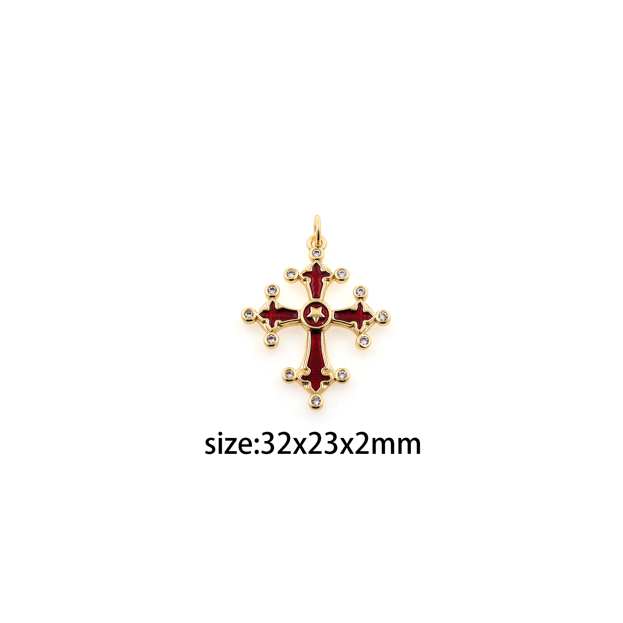 18K Gold Filled Cross Pendant,CZ Micro Pave Cross Charm Earrings Necklace for DIY Jewelry Making Supply