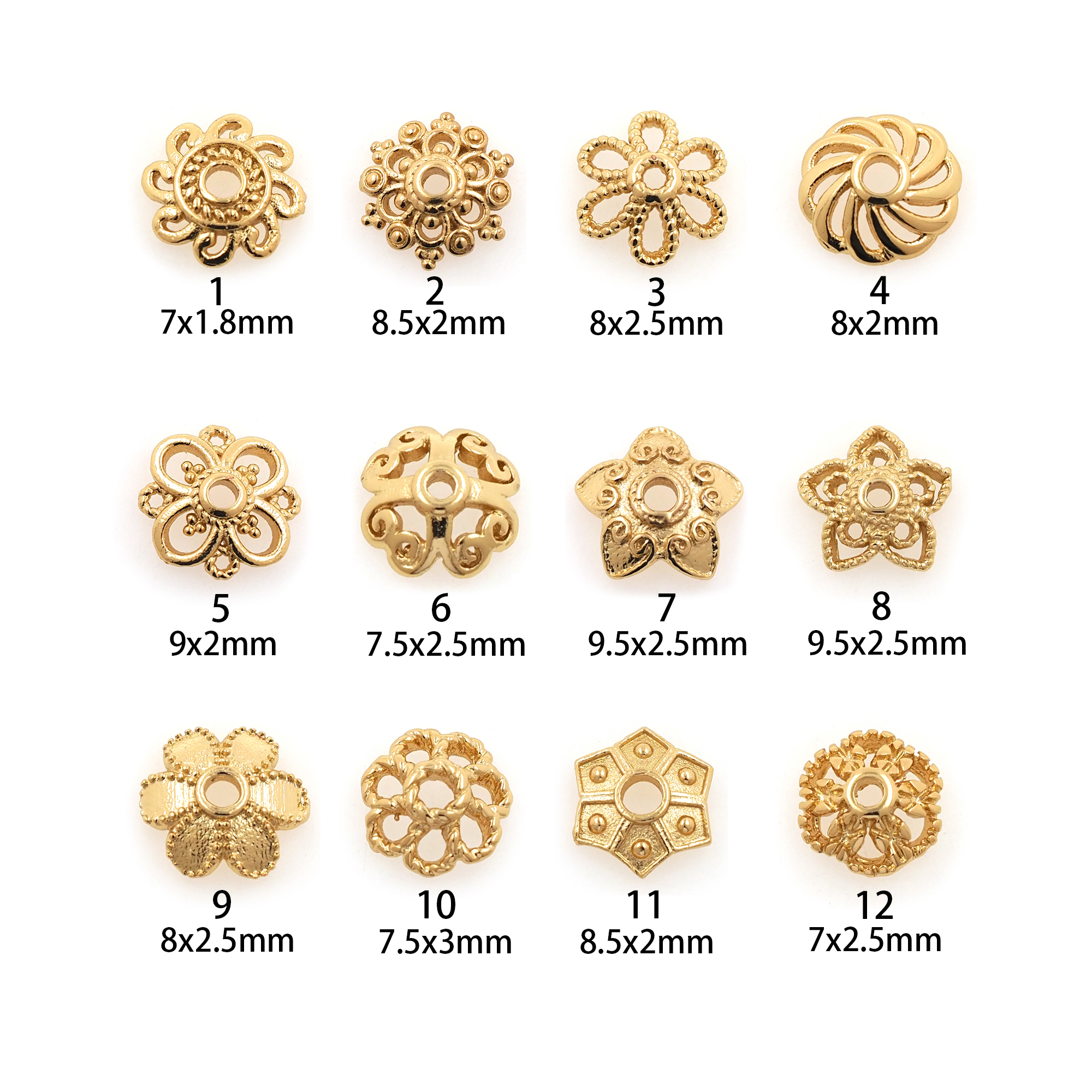 20pcs 18K Gold Filled Bead Caps,Flower Bead Caps for Bracelet Jewelry Necklace Making Supply