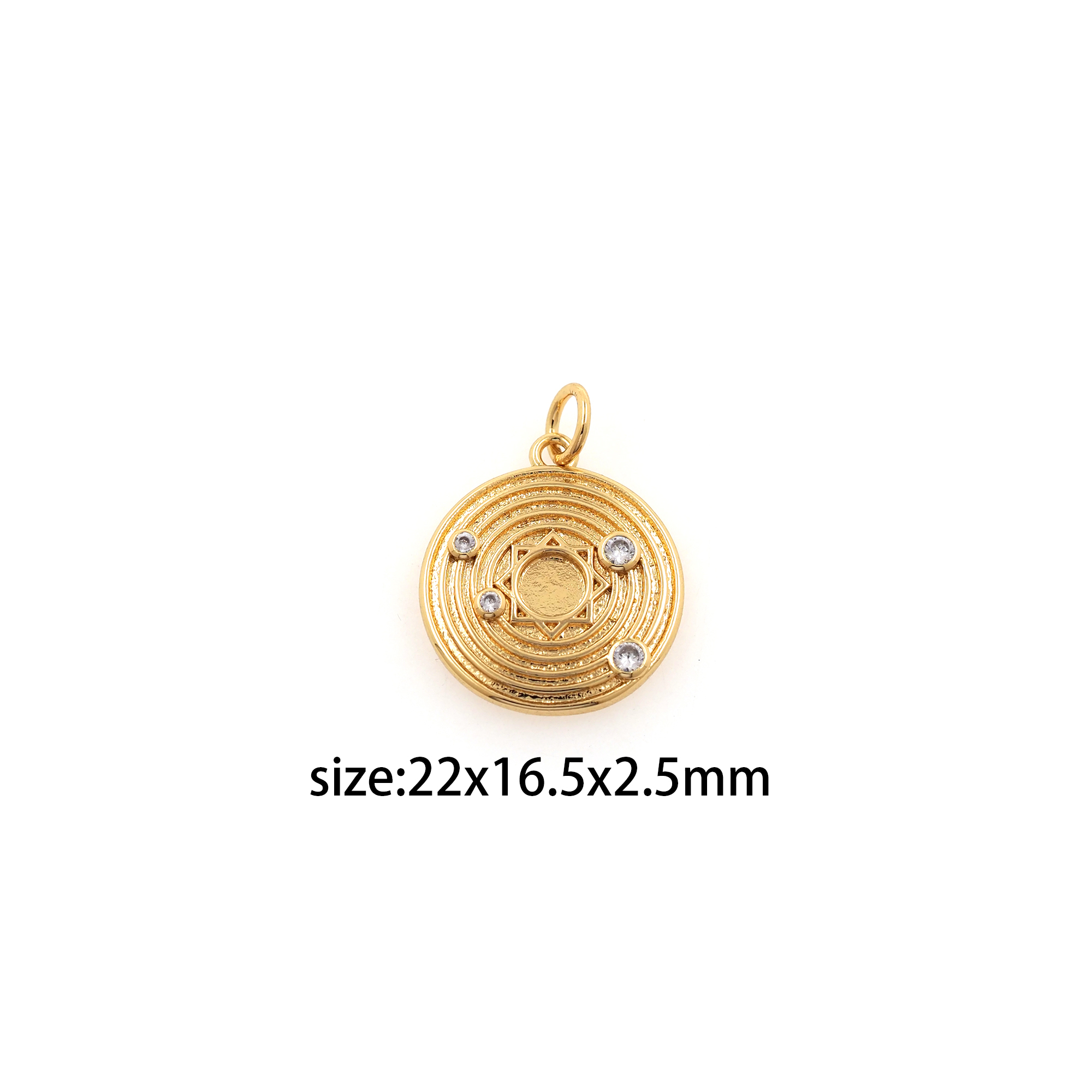 18K Gold Filled Round Pendant,CZ Micro Pave Round Earrings Necklace for DIY Jewelry Making Supply