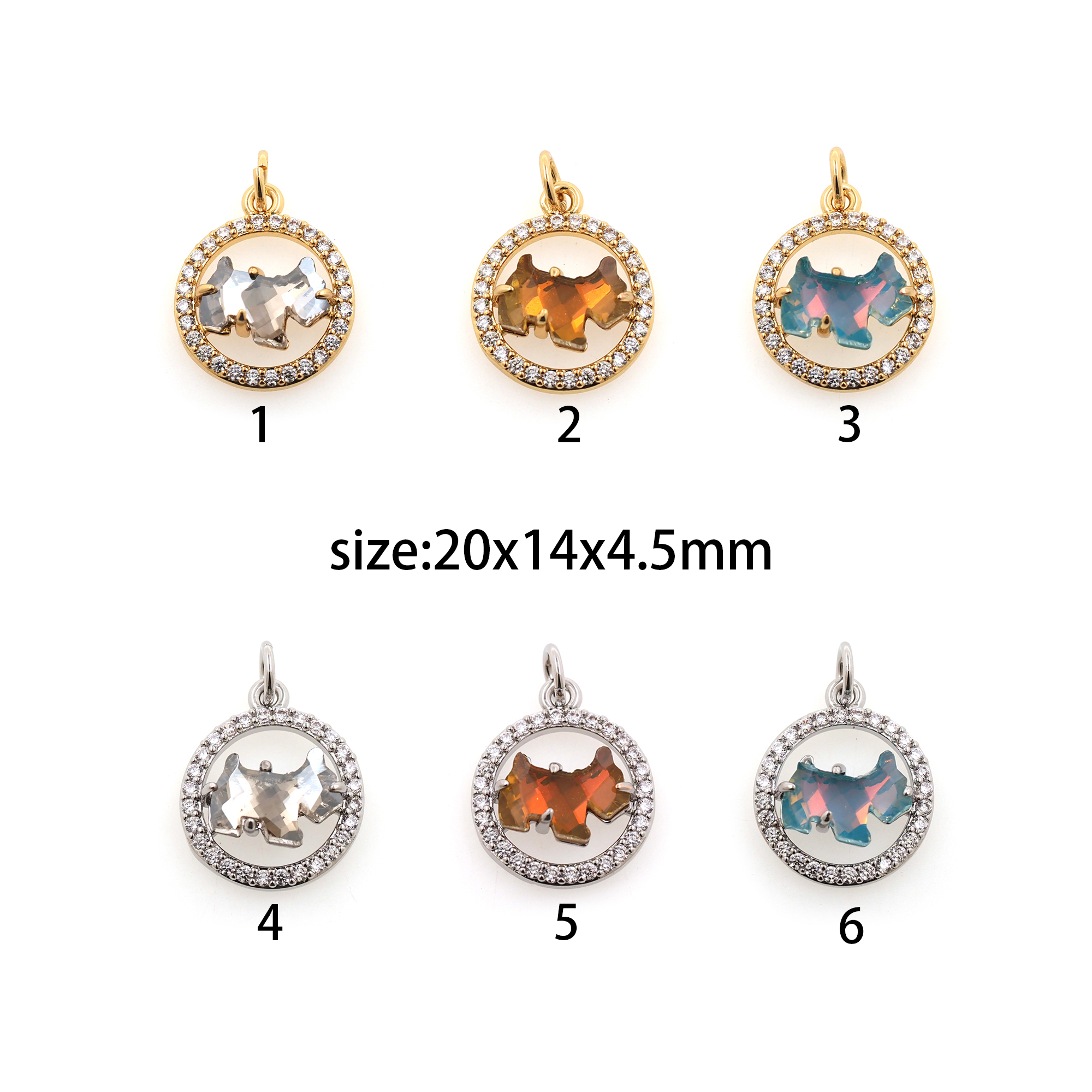 18K Gold Filled Dog Pendant,CZ Micro Pave Dog Chamr Earrings Necklace for DIY Jewelry Making Supply