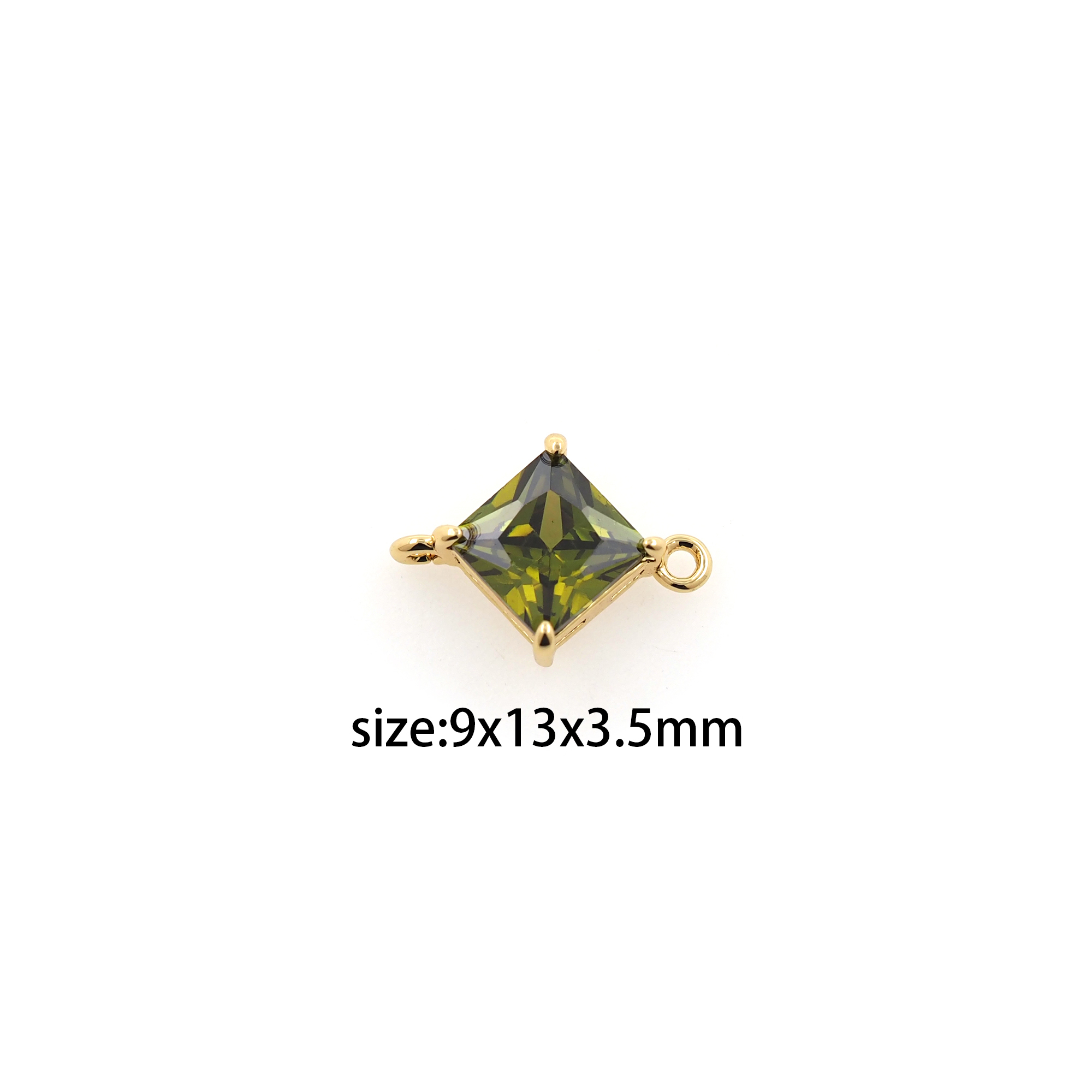 18K Gold Filled Rhombus Connector,Birthstone Charm,Crystal Rhombus Necklace Bracelet for DIY Jewelry Making Supply