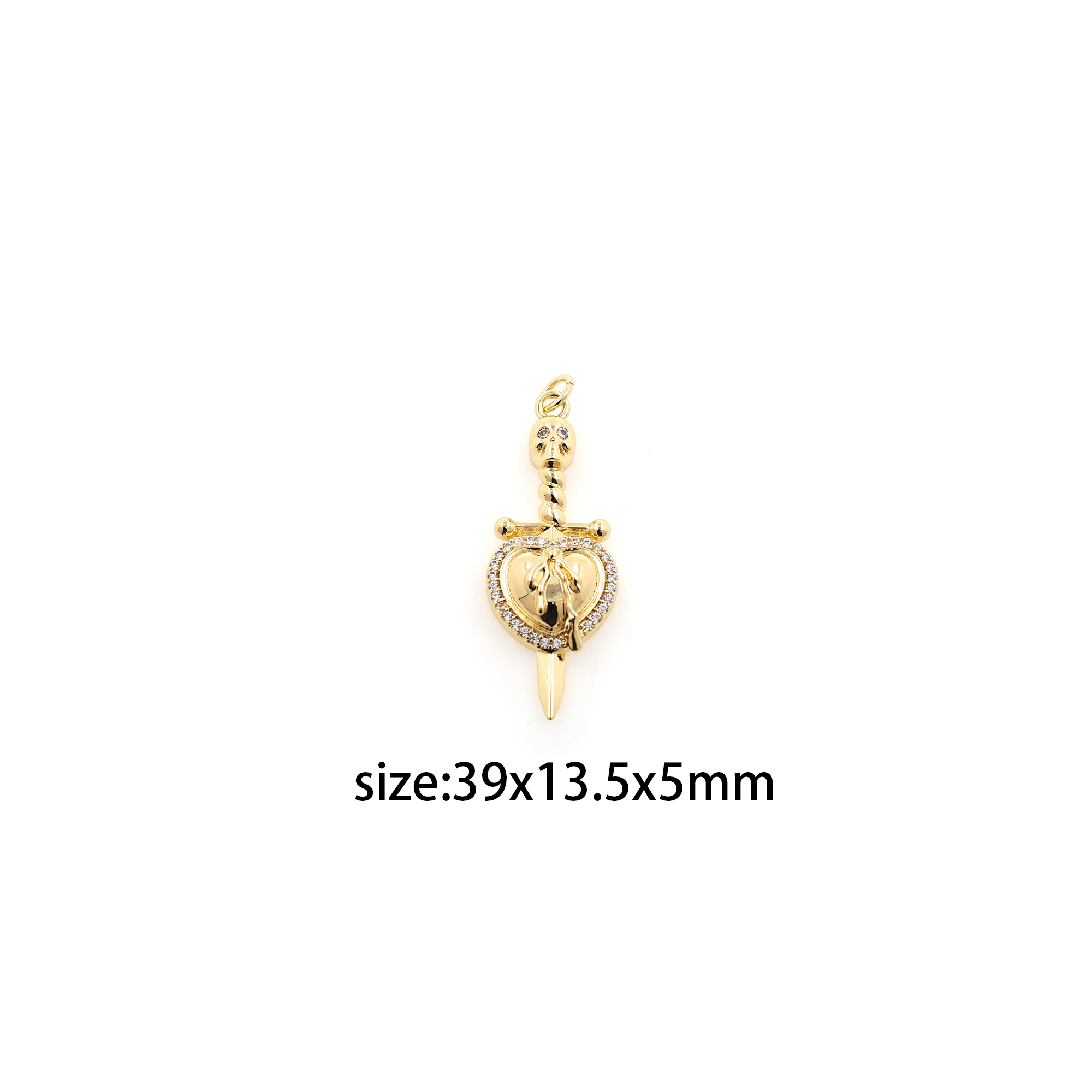 18K Gold Filled Sword Pendant,CZ Micro Pave Sword Charm Earrings Necklace for DIY Jewelry Making Supply