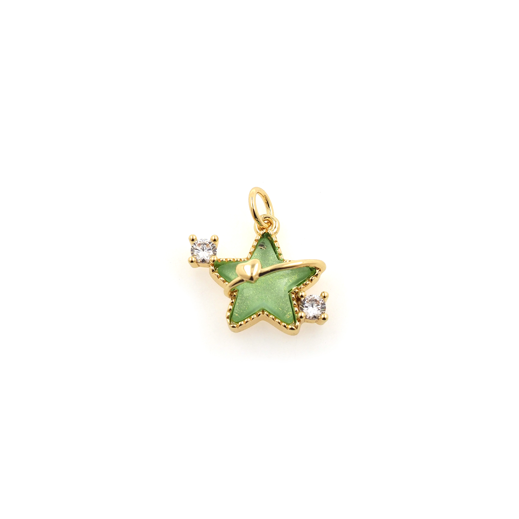 18K Gold Filled Star Pendant,CZ Micro Pave Celestial Charm Earrings Necklace for DIY Jewelry Making Supply