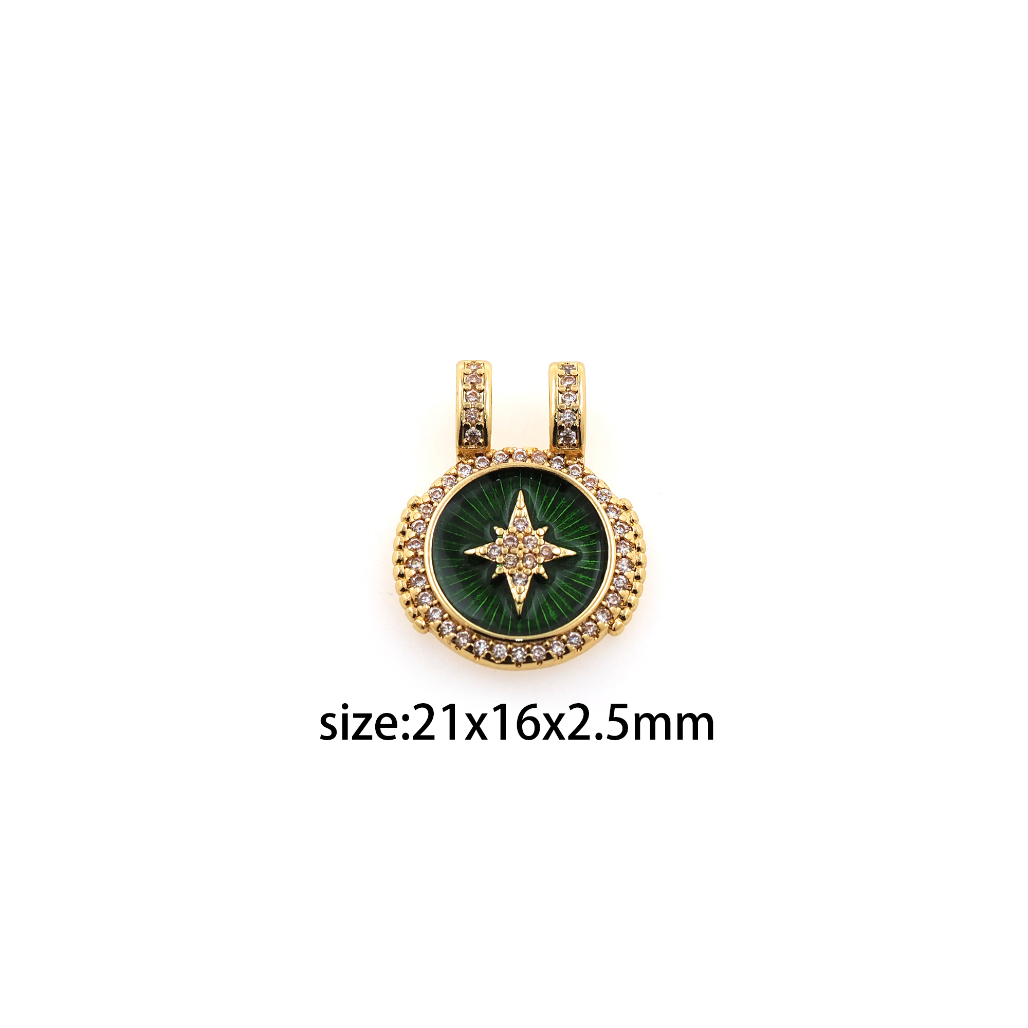 18K Gold Filled North Star Pendant,Celestial Charm,CZ Micro Pave Star Earrings Necklace for DIY Jewelry Making Supply