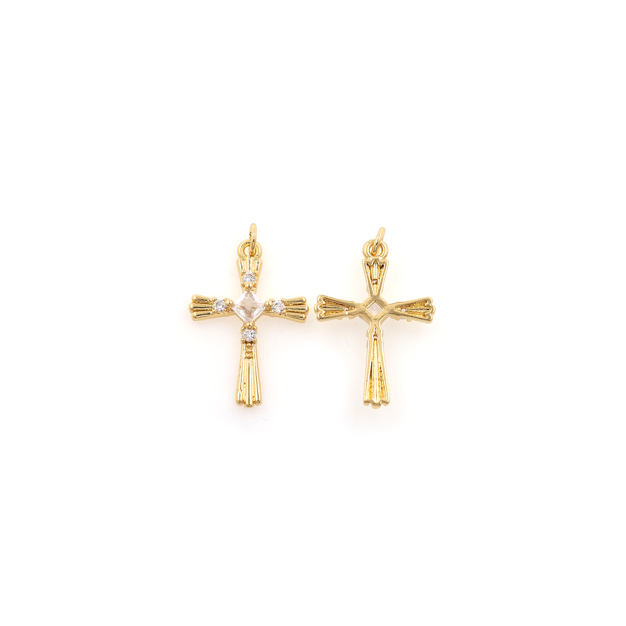 18K Gold Filled Cross Pendant,CZ Micro Pave Cross Charm Earrings Necklace for DIY Jewelry Making Supply