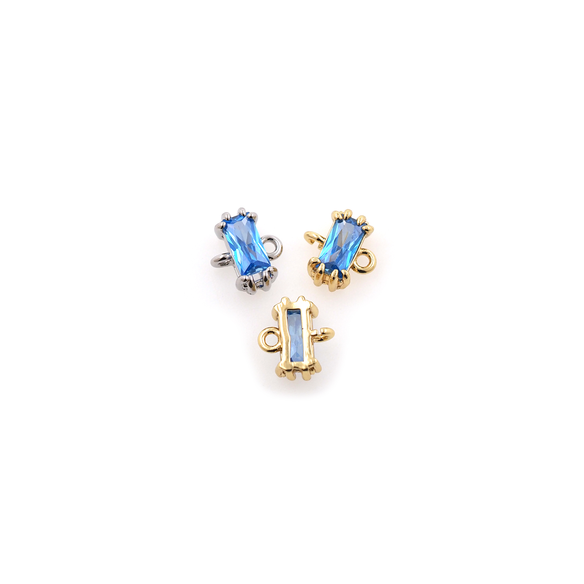 18K Gold Filled Rectangle Connector,Birthstone Charm,Crystal Rectangle Necklace Bracelet for DIY Jewelry Making Supply