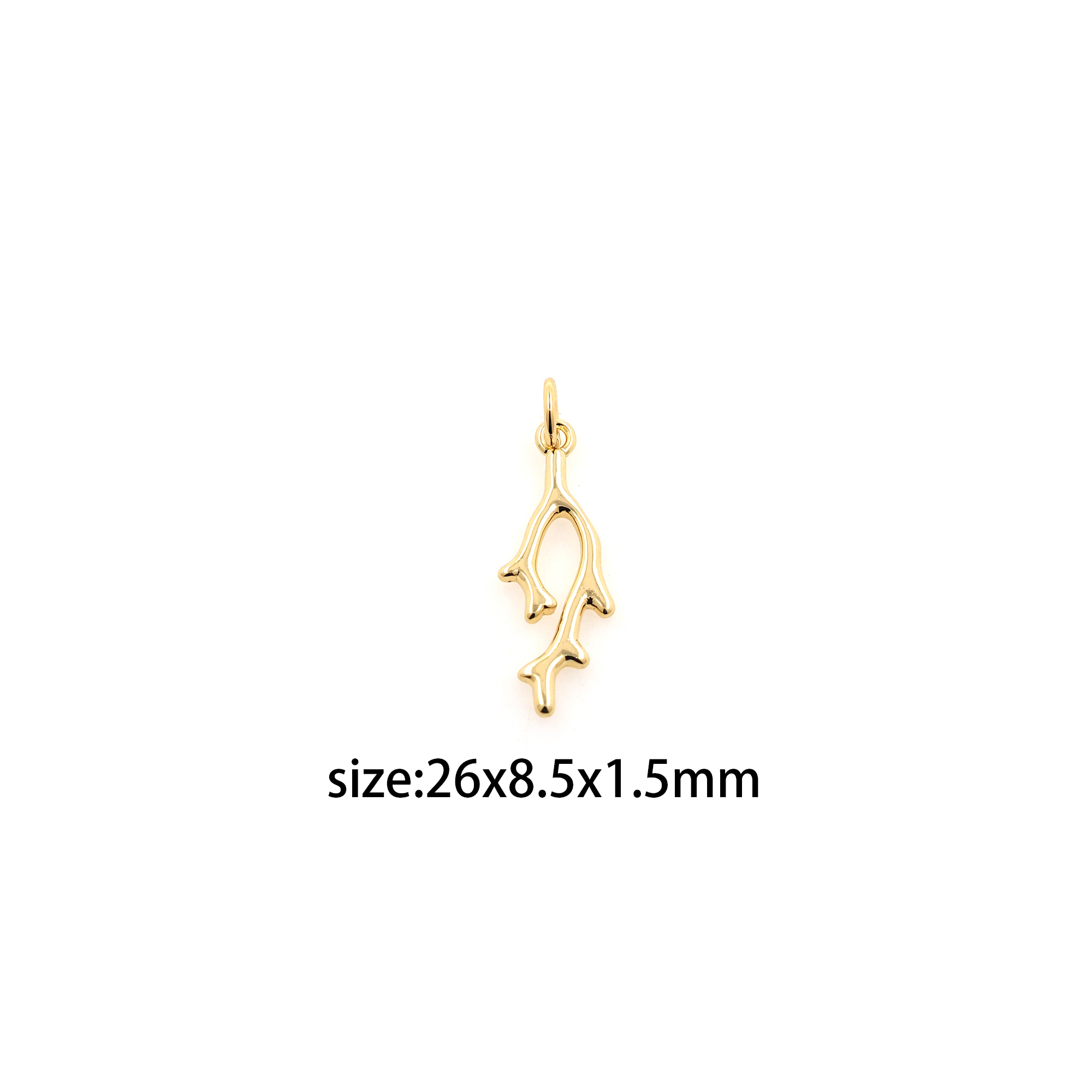 18K Gold Filled Antler Pendant,Dainty Elk Horn Charm Earrings Necklace for DIY Jewelry Making Supply