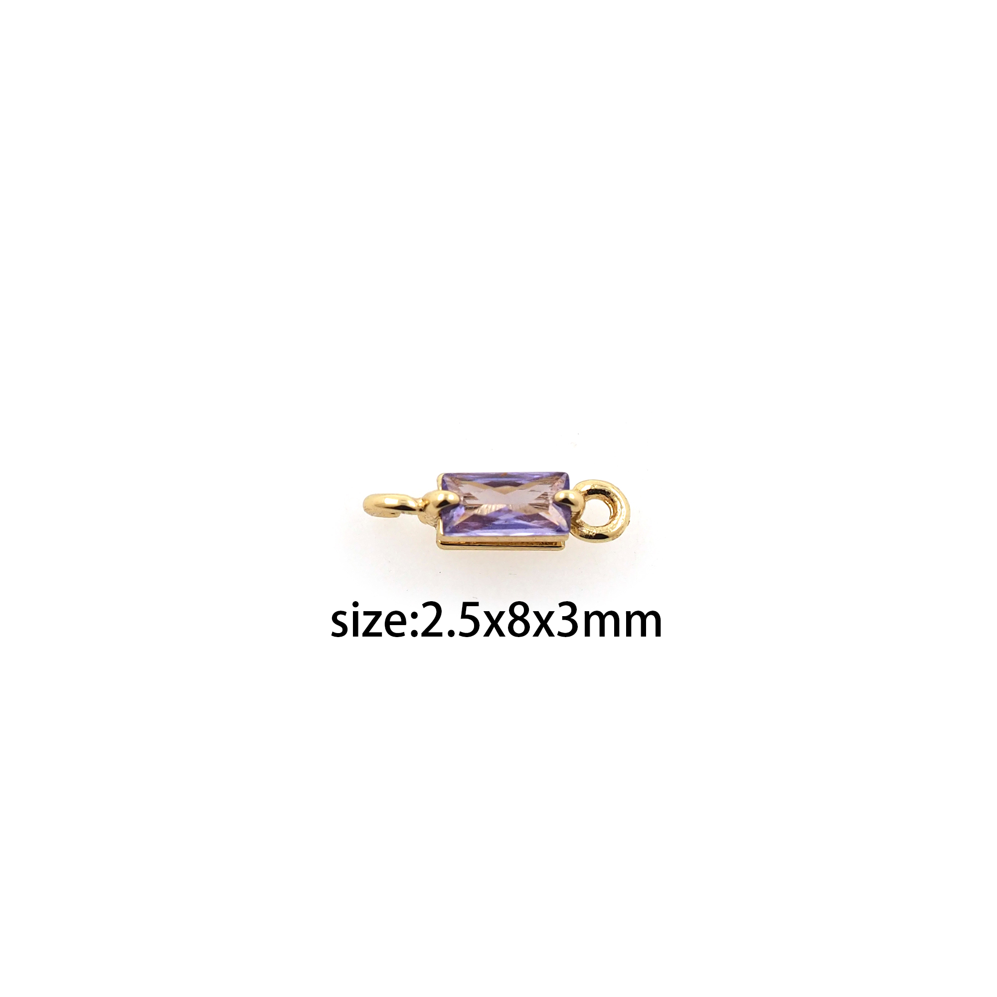 18K Gold Filled Rectangle Connector,Birthstone Charm,Crystal Rectangle Necklace Bracelet for DIY Jewelry Making Supply