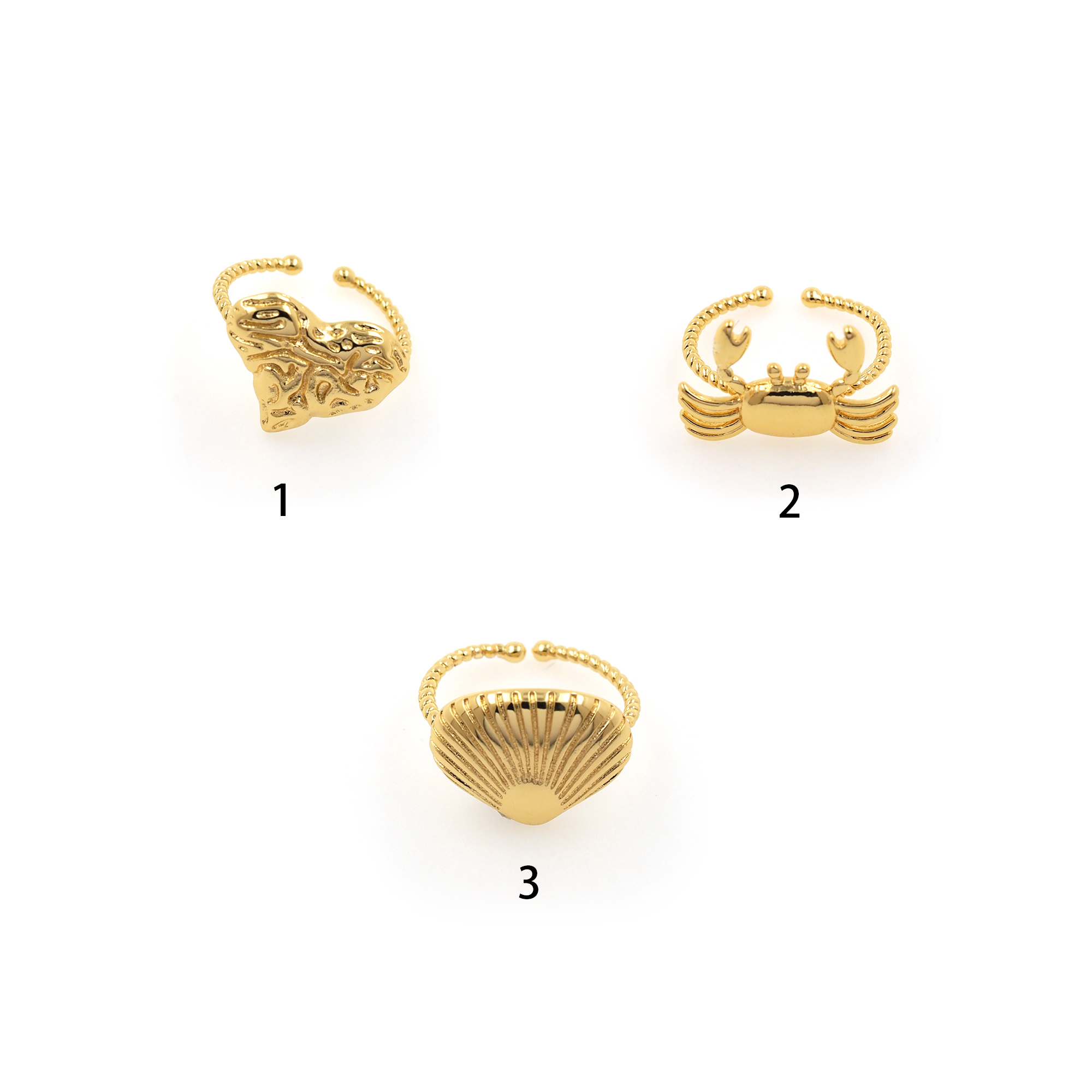 18K Gold Filled Ocean Rings,Dainty Rings,Shell Rings,Crab Rings,Dainty Ring,Adjustable Ring,Minimalist Ring,Open Ring