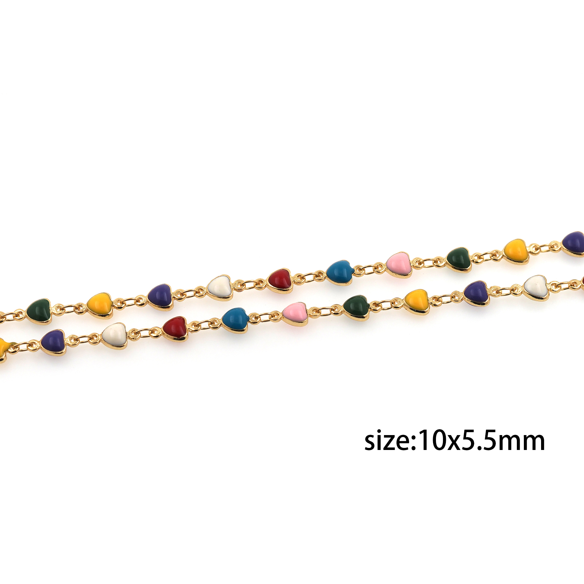 18K Gold Filled Heart Chain Necklace,Dainty Thin Link Chain,Enamel Heart Chain Necklace for Women DIY Jewelry Making Supply