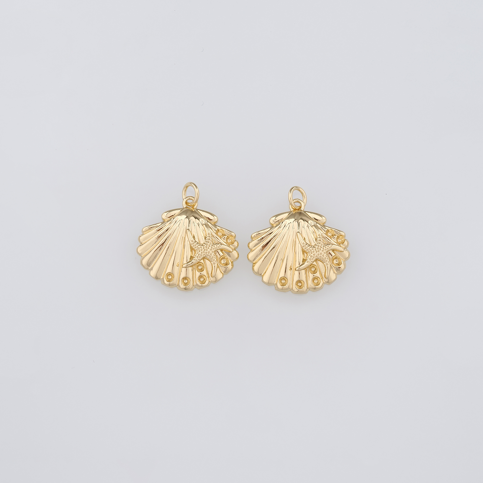 18K Gold Filled Scallop Pendant,Dainty Scallop Charm Earrings Necklace for DIY Jewelry Making Supply