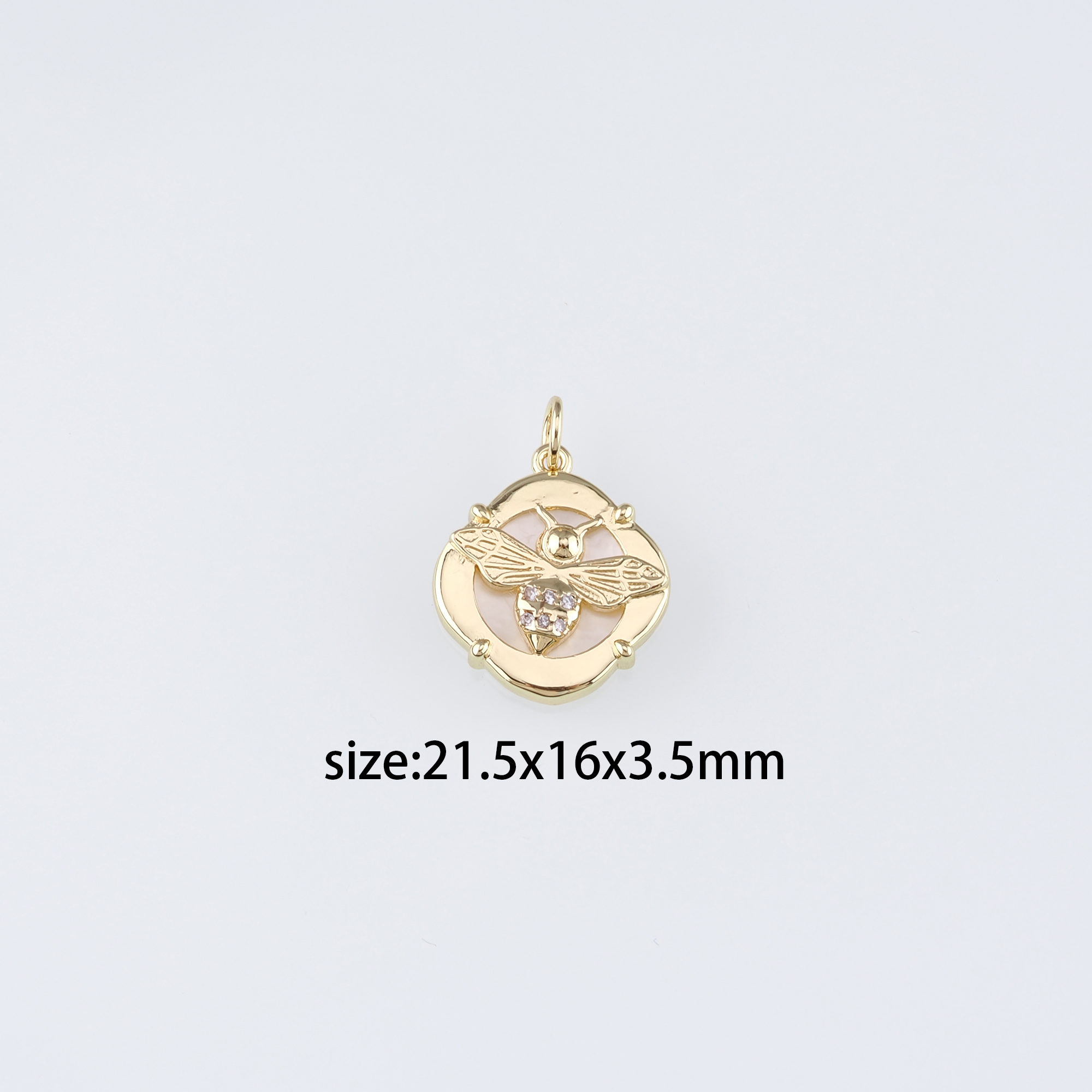 18K Gold Filled Bee Pendant,CZ Micro Pave Bee Charm Earrings Necklace for DIY Jewelry Making Supply